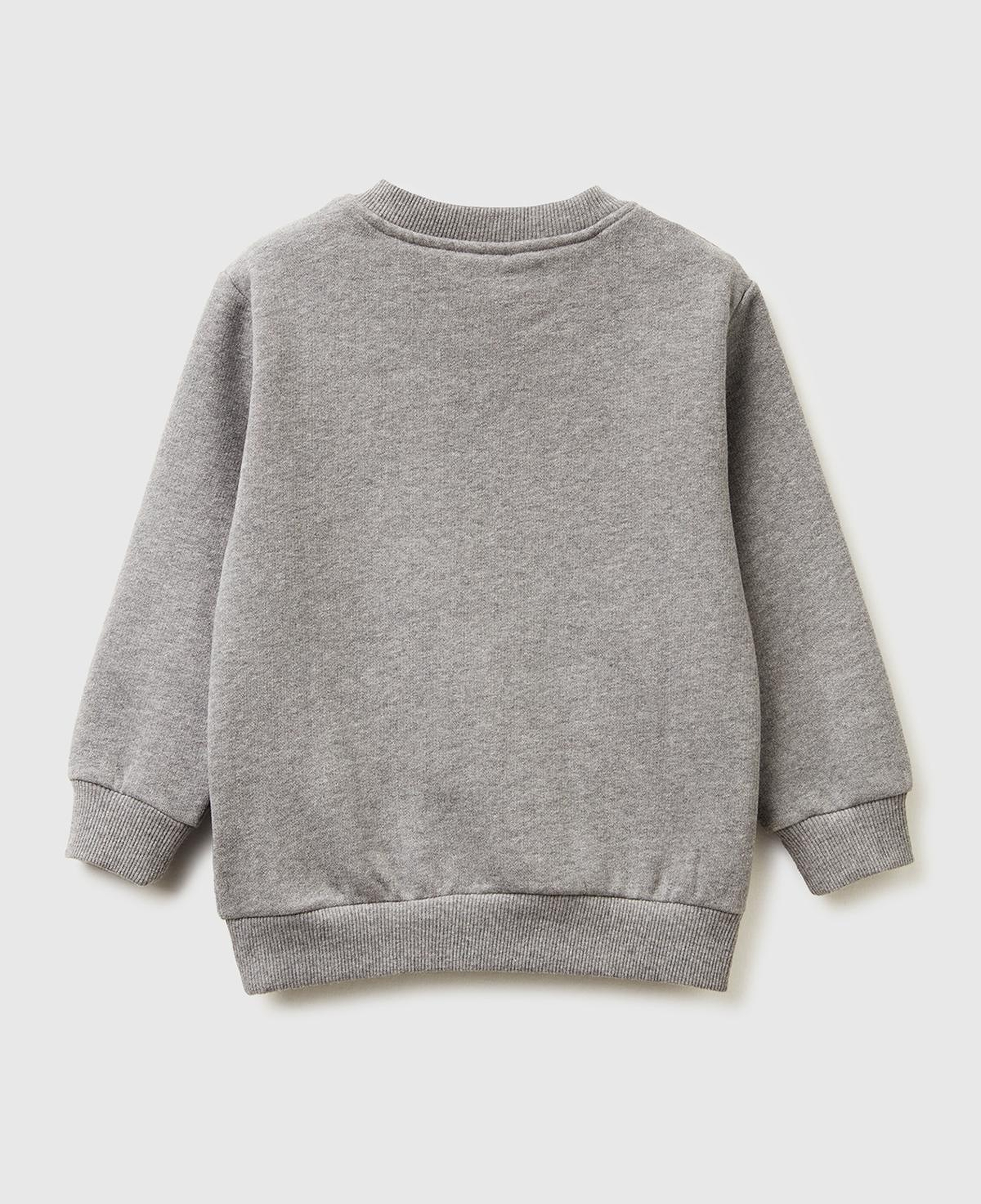 Erkek Çocuk Antrasit Melanj Önü Logo Baskılı Cepli Bisiklet Yaka Regular Fit Sweatshirt