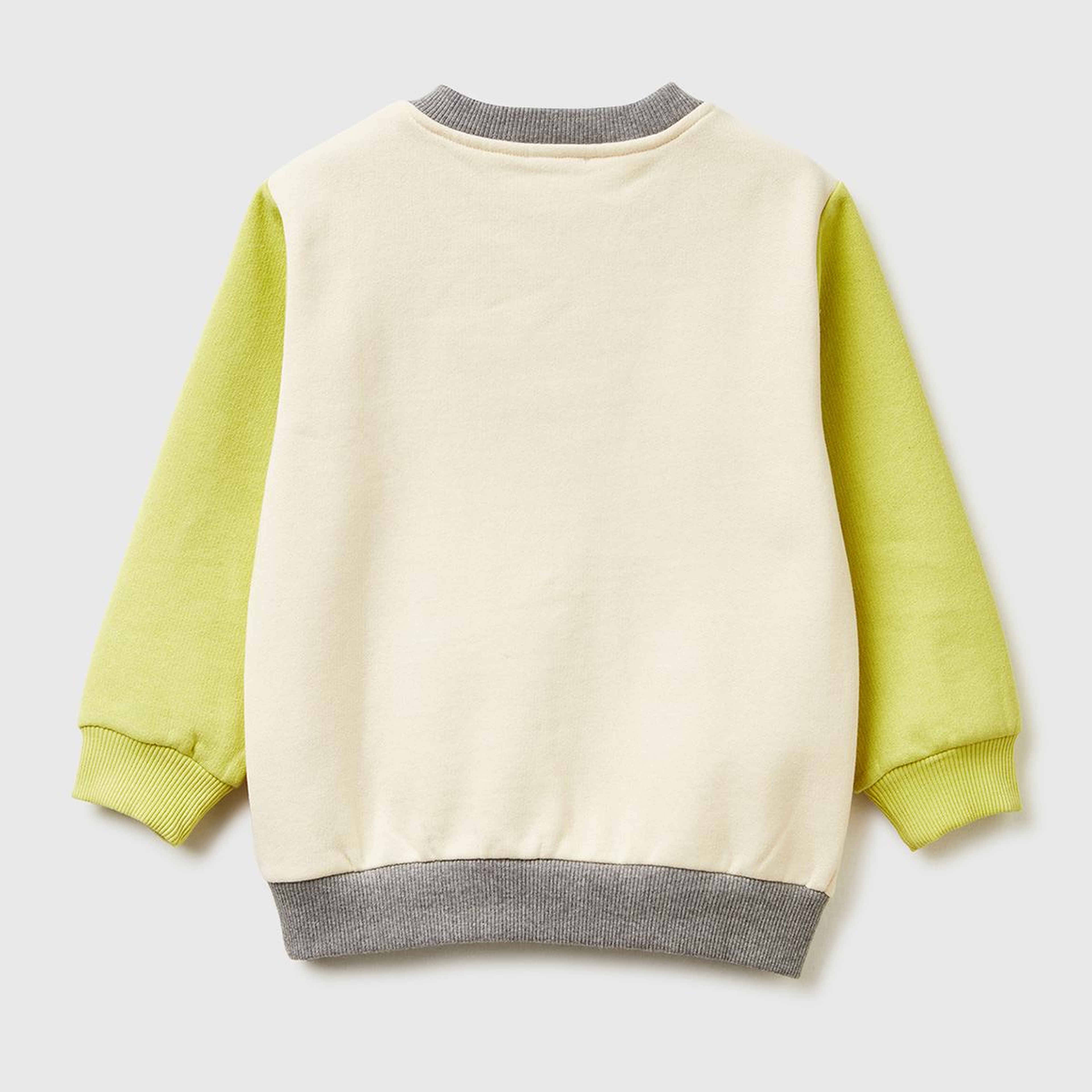 Erkek Çocuk Hardal-Ekru Önü Logo Baskılı Cepli Bisiklet Yaka Regular Fit Sweatshirt