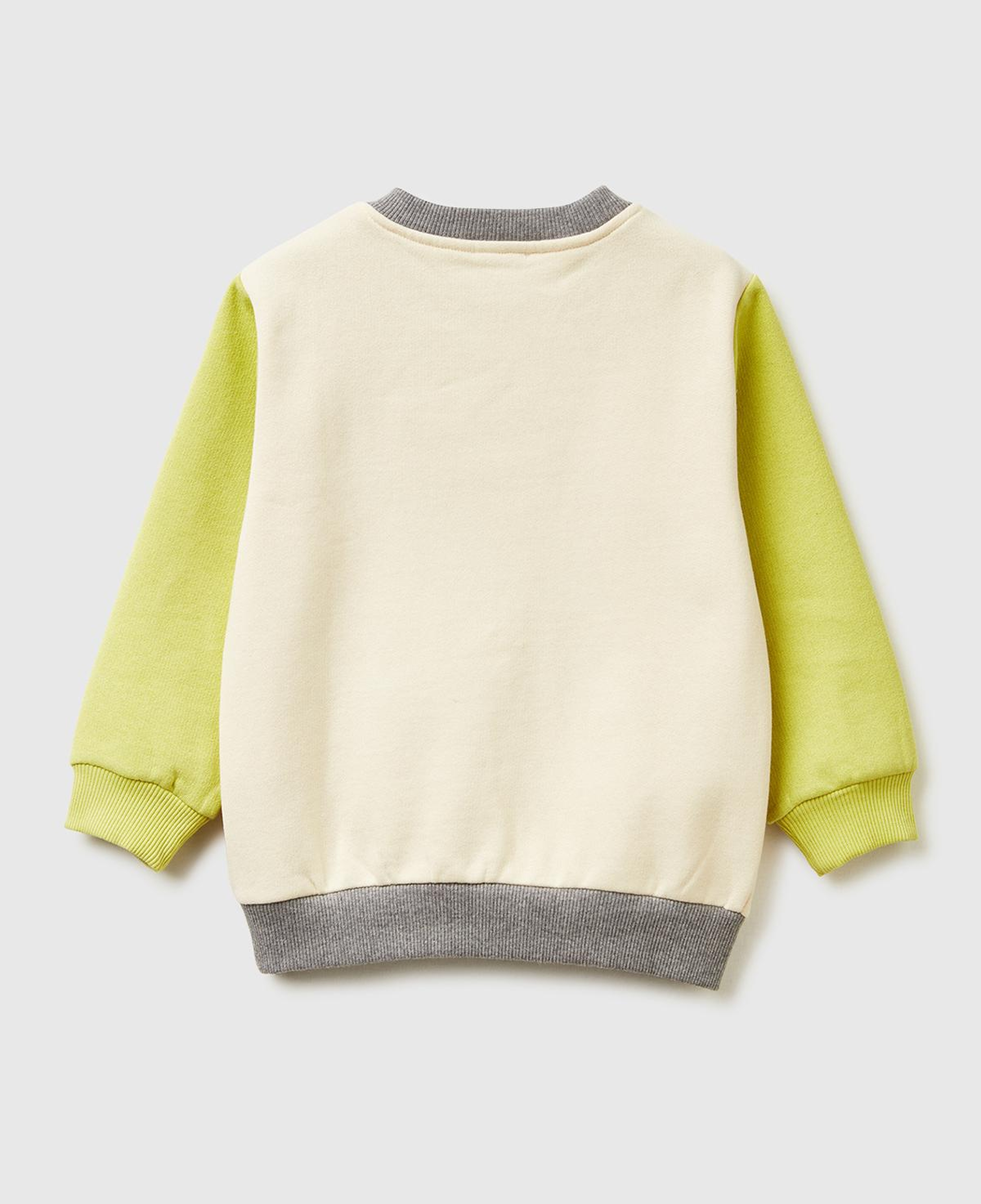Erkek Çocuk Hardal-Ekru Önü Logo Baskılı Cepli Bisiklet Yaka Regular Fit Sweatshirt