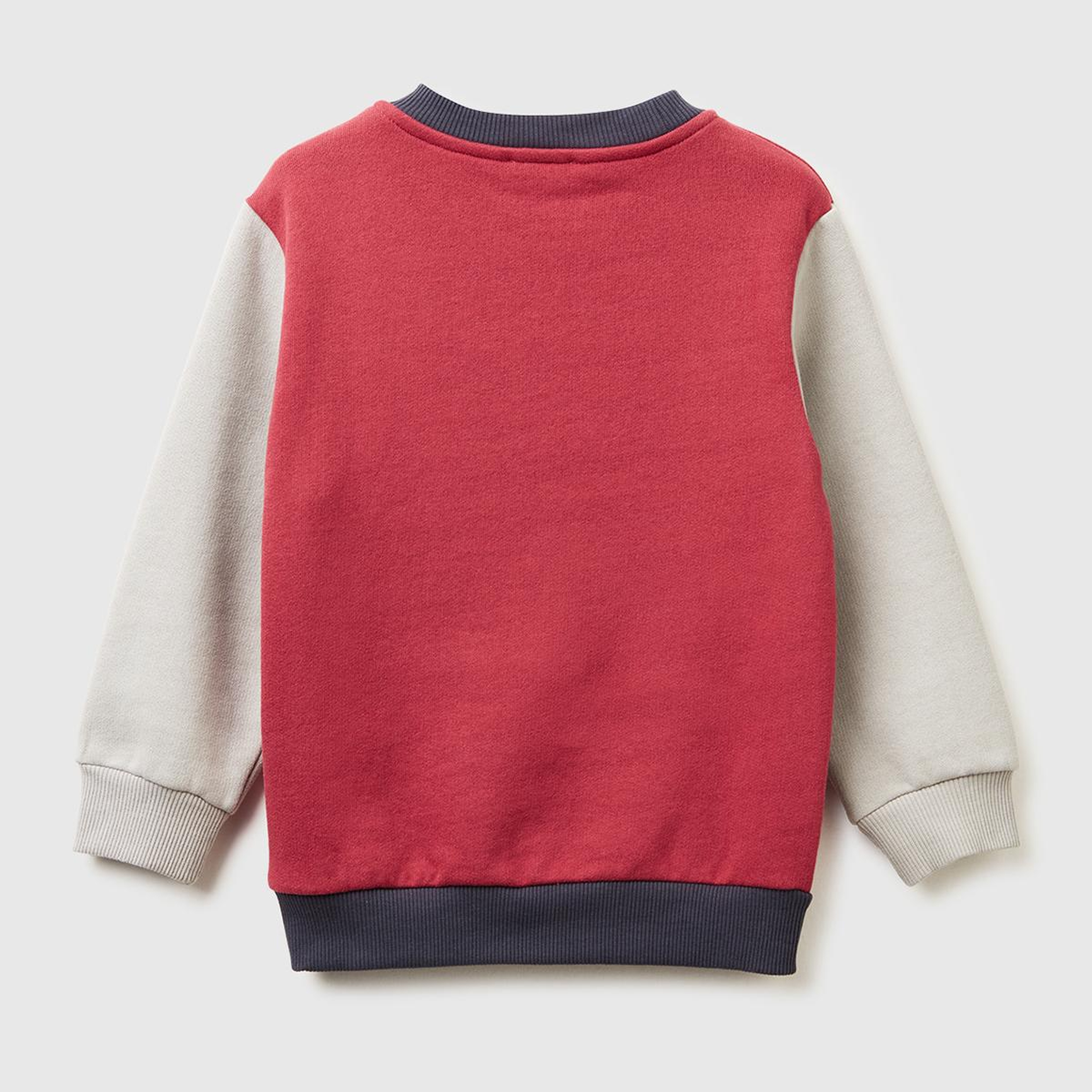Erkek Çocuk Bordo-Gri Önü Logo Baskılı Cepli Bisiklet Yaka Regular Fit Sweatshirt