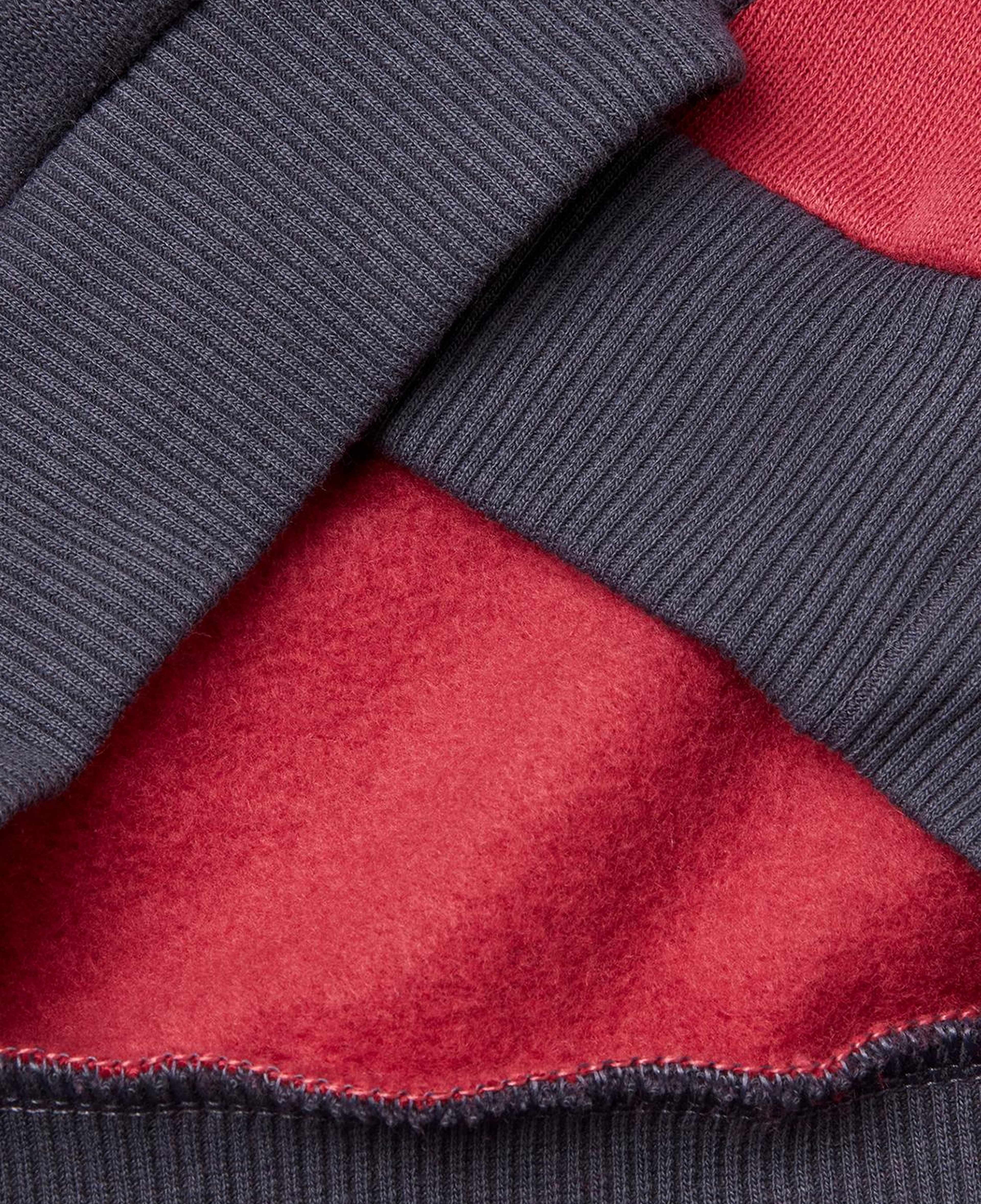 Erkek Çocuk Bordo-Gri Önü Logo Baskılı Cepli Bisiklet Yaka Regular Fit Sweatshirt