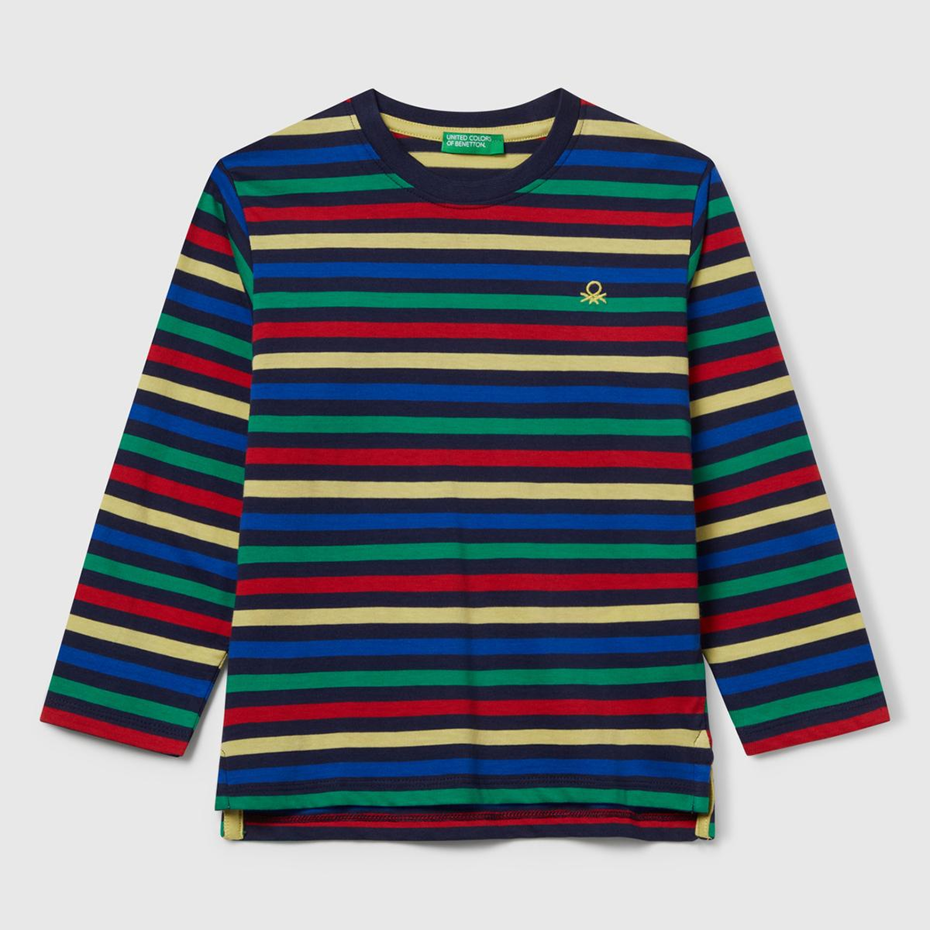 Erkek Çocuk Siyah Mix Çizgi Desenli Uzun Kollu Bisiklet Yaka Regular Fit T-shirt