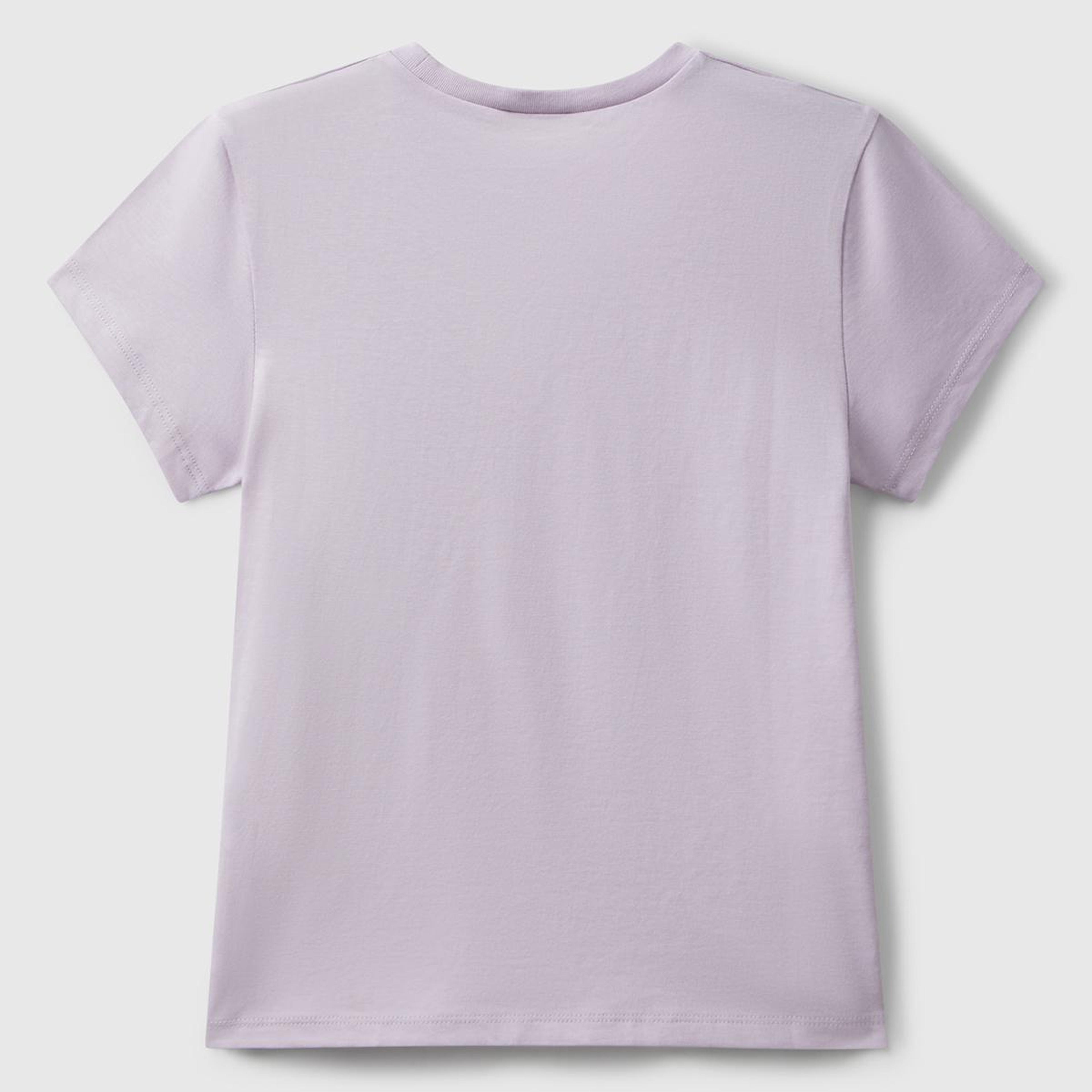 Kız Çocuk Lila Parıltılı Logo Baskılı Ribana Yaka Regular Fit T-shirt