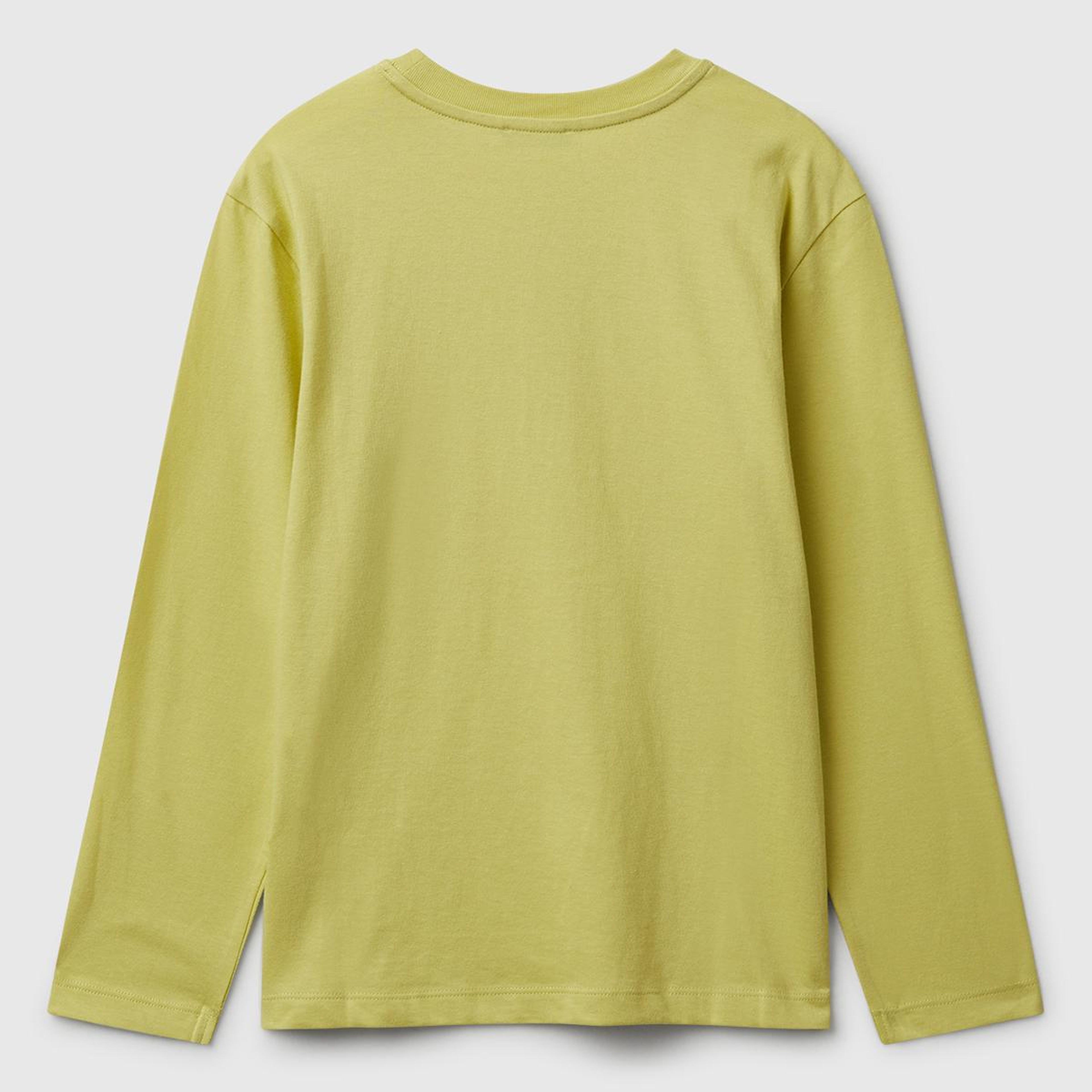 Erkek Çocuk Hardal Önü Logo Baskılı Bisiklet Yaka Uzun Kollu T-shirt