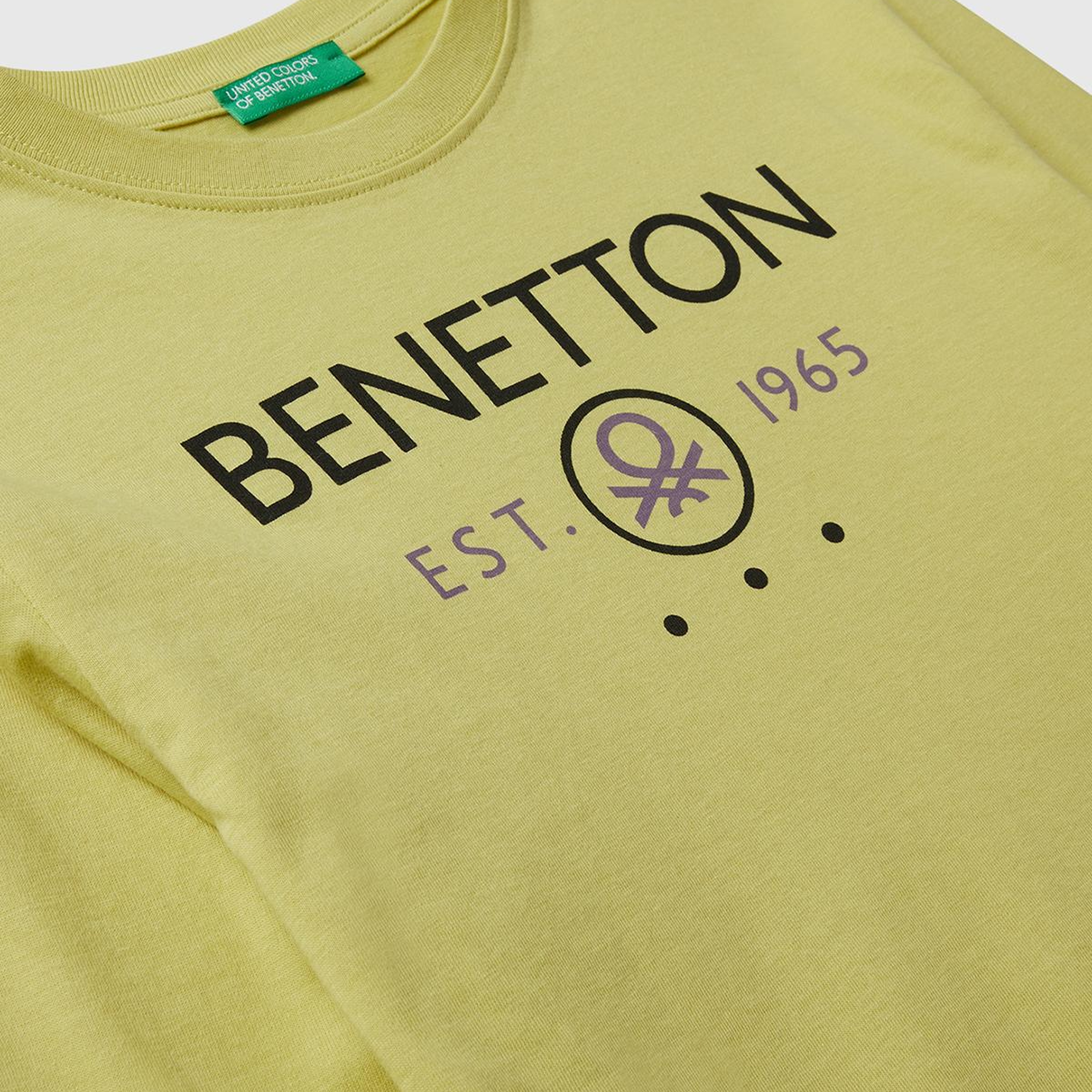 Erkek Çocuk Hardal Önü Logo Baskılı Bisiklet Yaka Uzun Kollu T-shirt