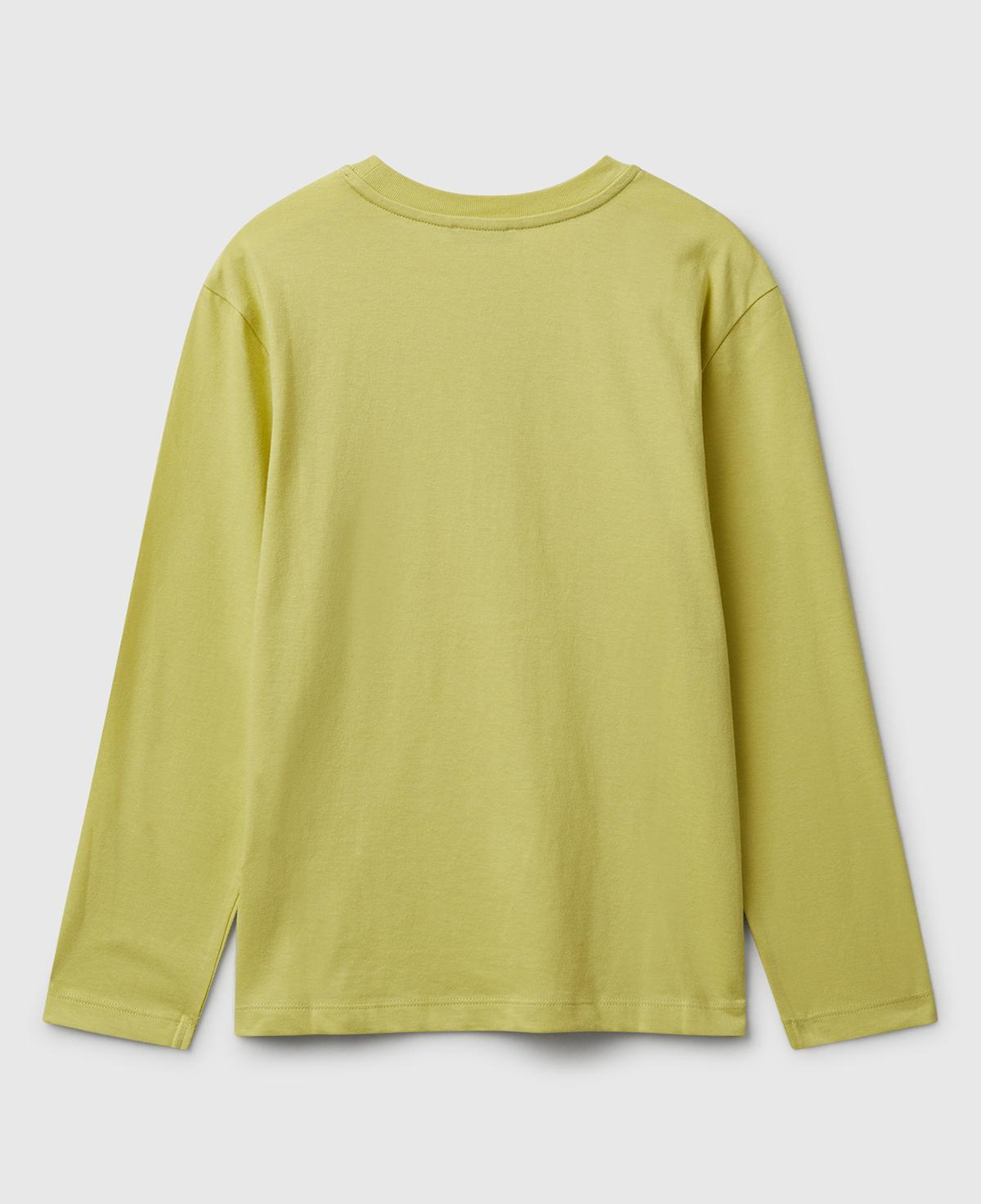Erkek Çocuk Hardal Önü Logo Baskılı Bisiklet Yaka Uzun Kollu T-shirt