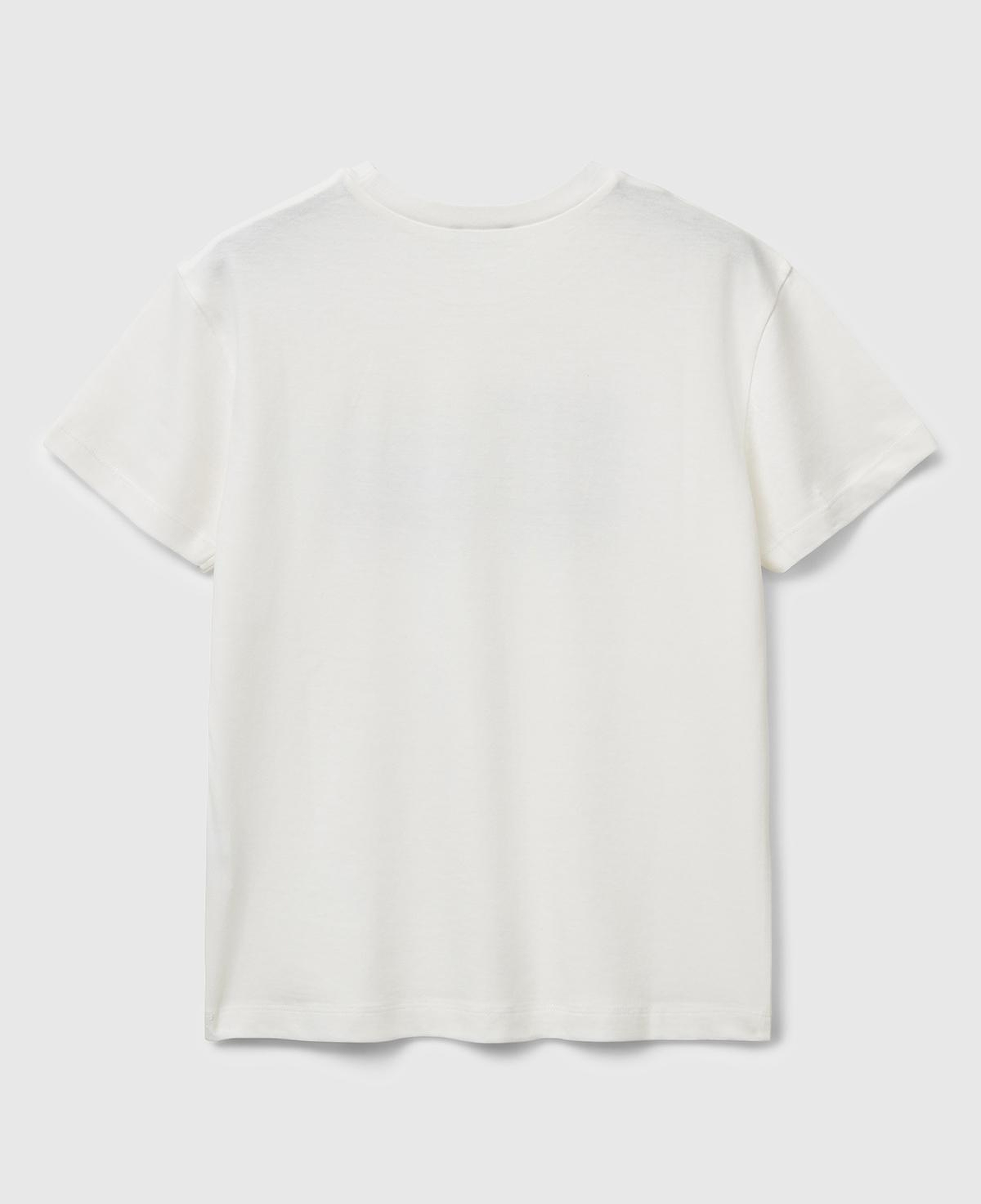 Erkek Çocuk Ekru Önü Logo Baskılı Bisiklet Yaka T-shirt