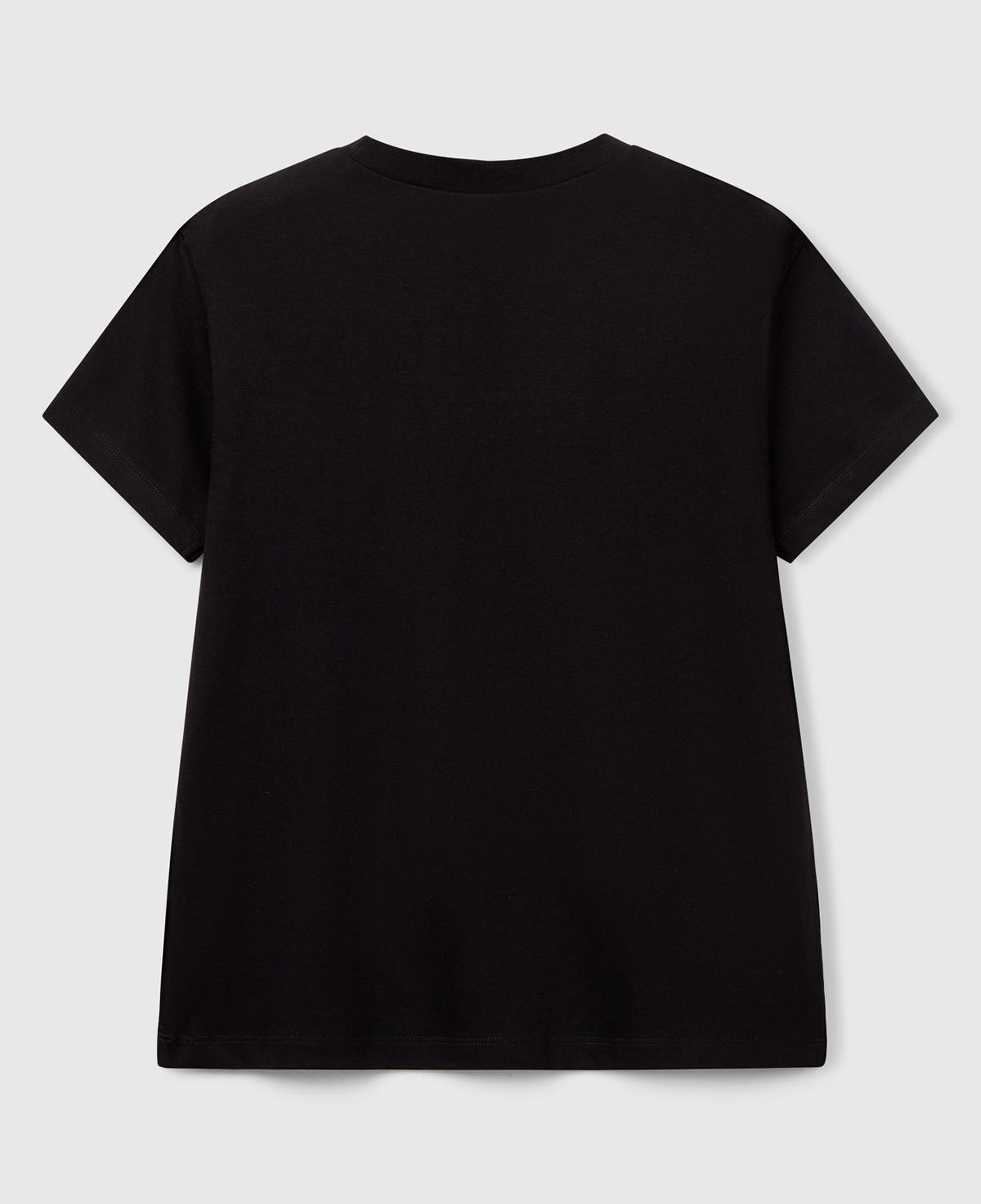 Erkek Çocuk Siyah Önü Logo Baskılı Bisiklet Yaka T-shirt