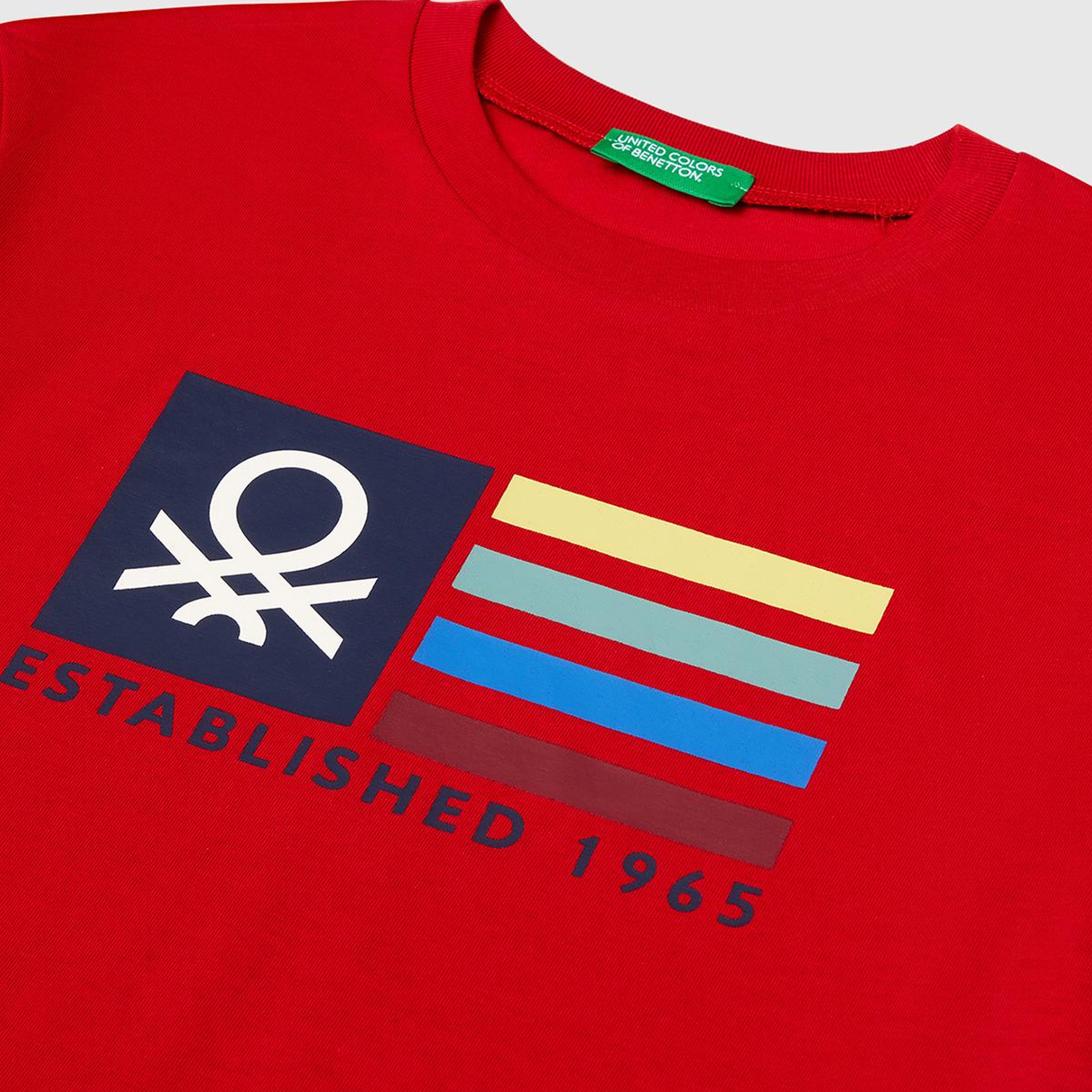 Erkek Çocuk Kırmızı Önü Logo Baskılı Bisiklet Yaka T-shirt