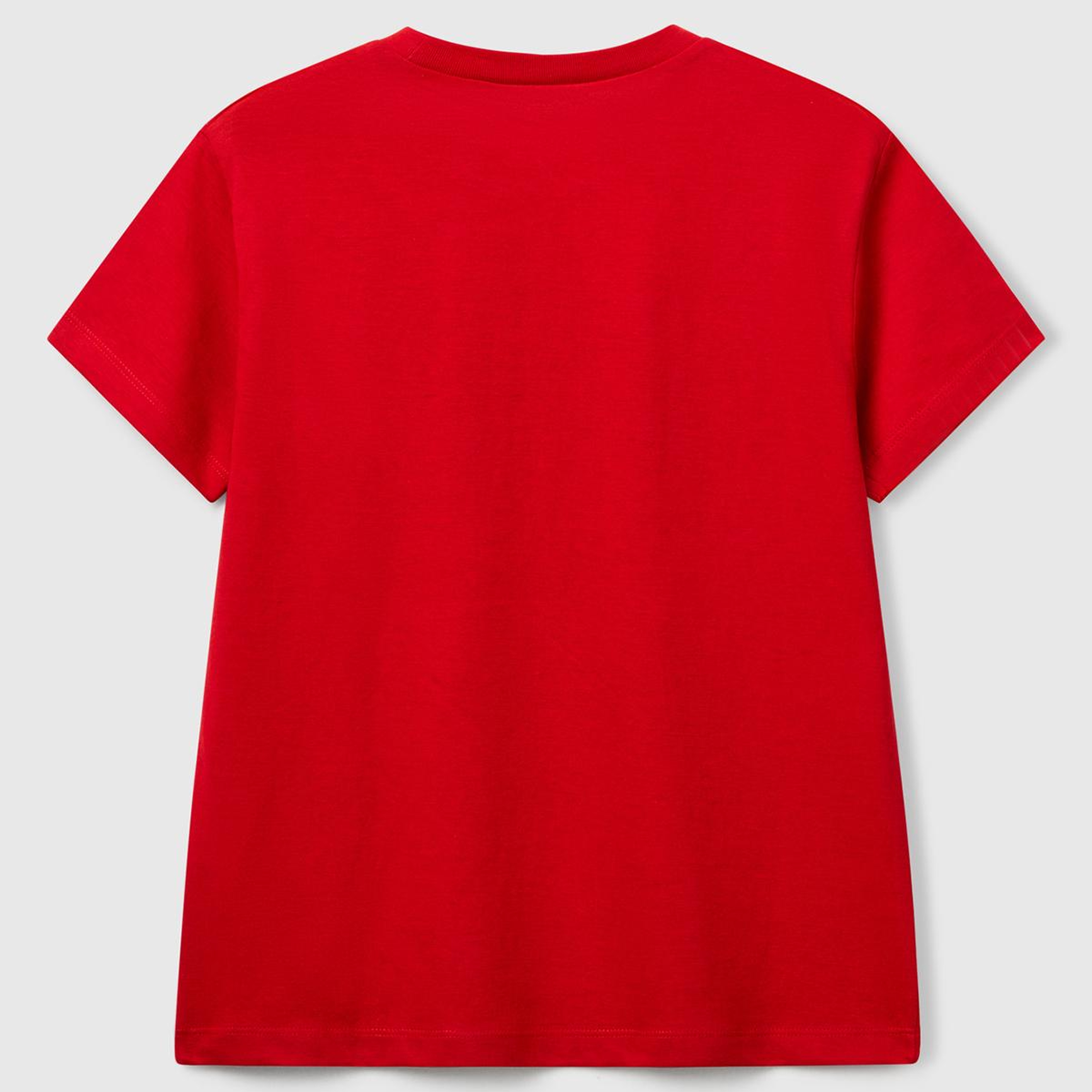 Erkek Çocuk Kırmızı Önü Logo Baskılı Bisiklet Yaka T-shirt