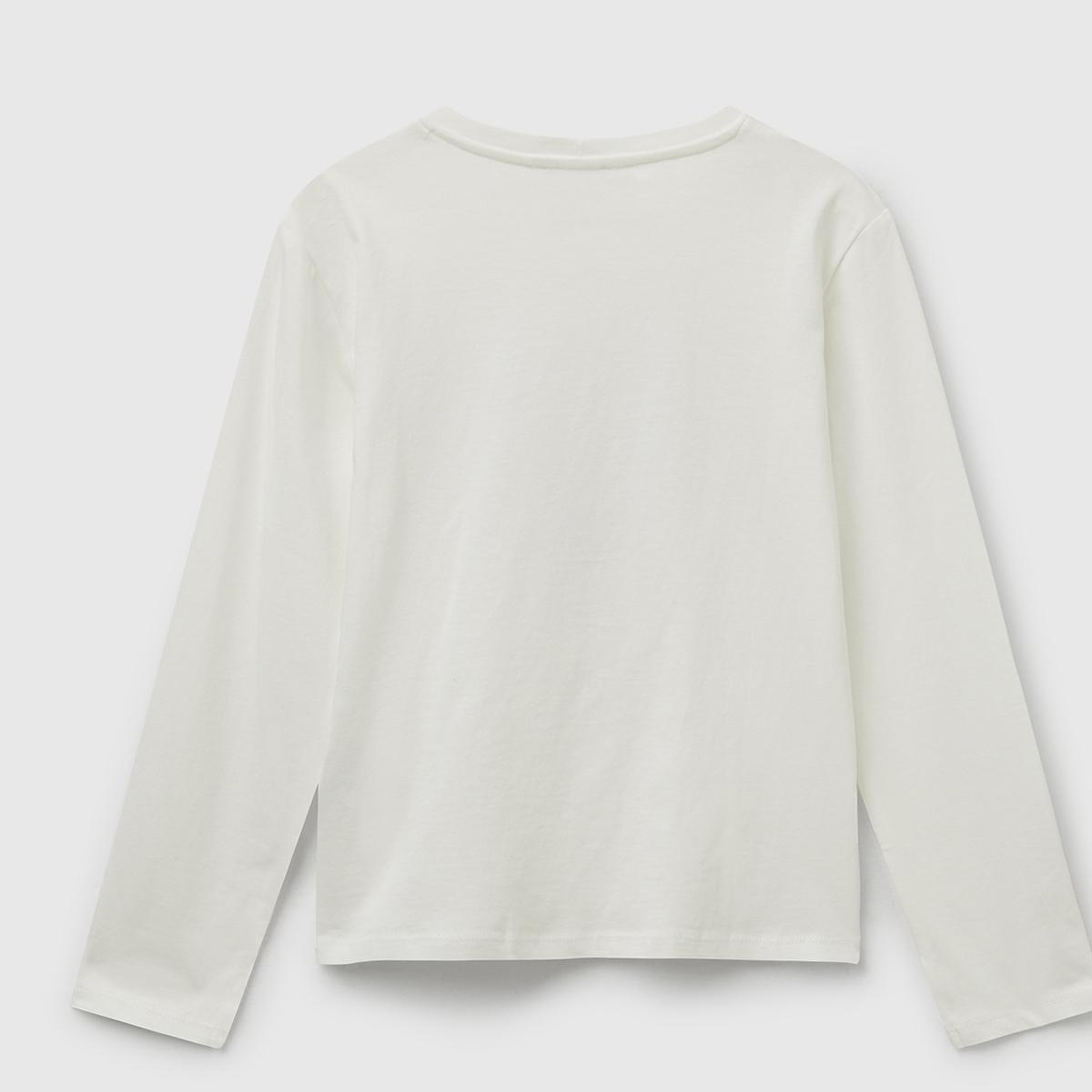 Kız Çocuk Bordo Önü Payetli Baskılı Ribana Yakalı Uzun Kollu T-shirt