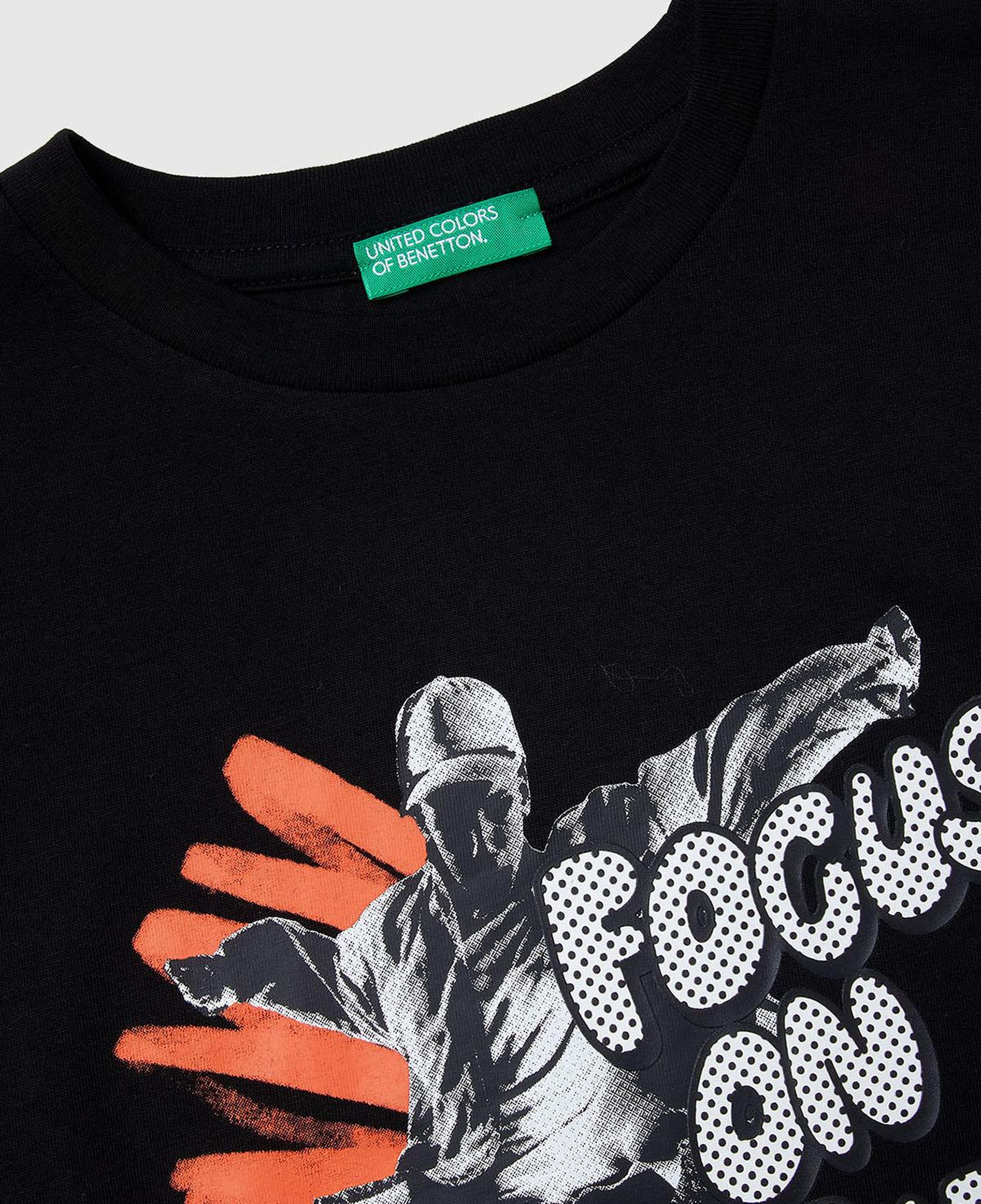 Erkek Çocuk Siyah Önü Baskılı Uzun Kollu T-shirt