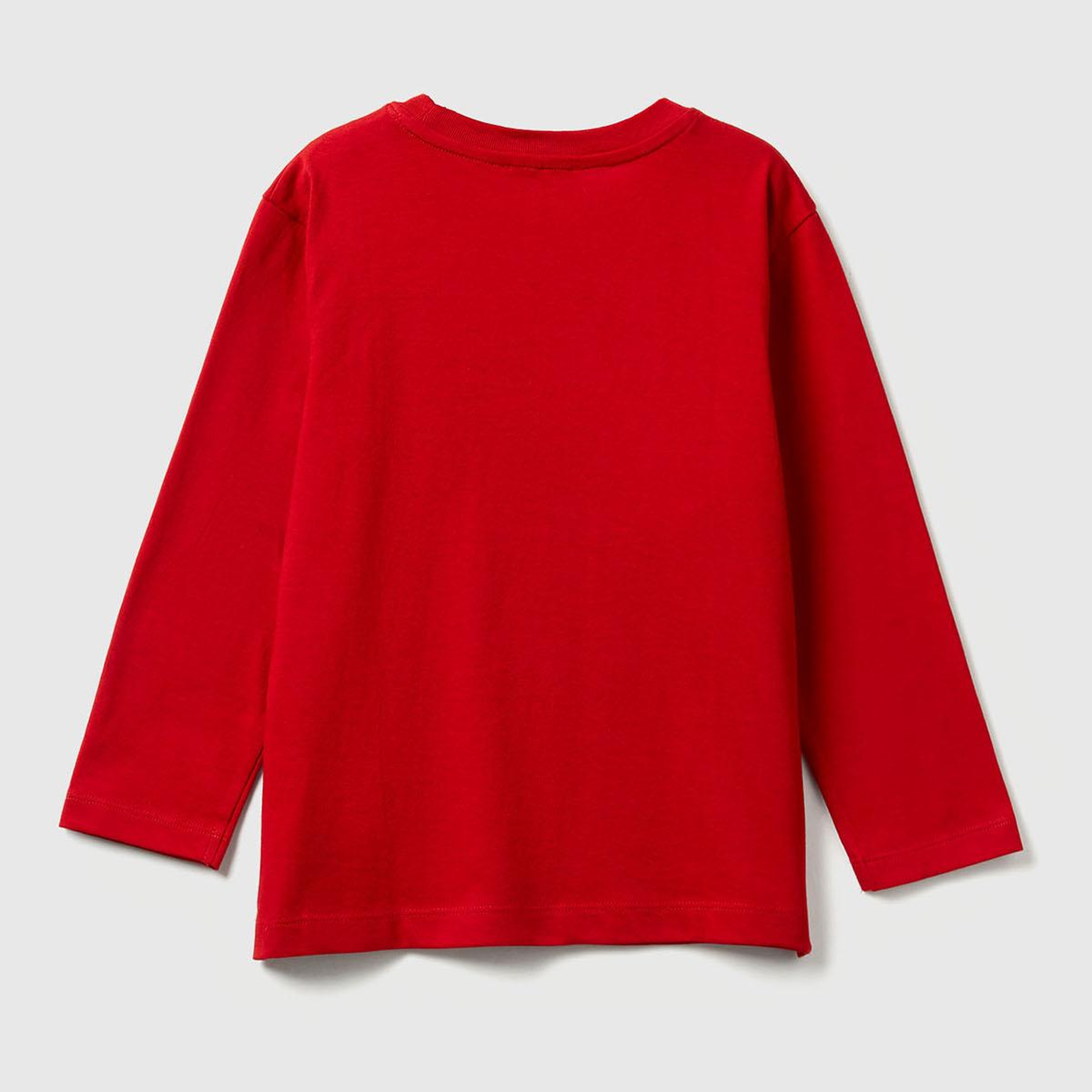 Erkek Çocuk Kırmızı Önü Baskılı Fermuarlı Aplikeli Uzun Kollu T-shirt