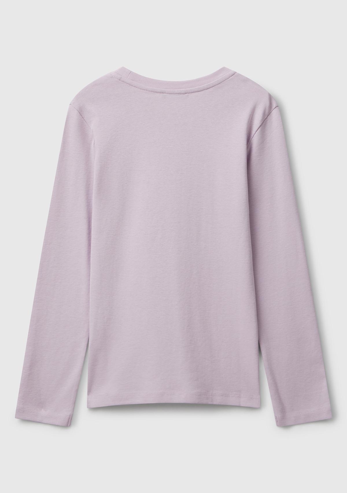 Kız Çocuk Lila Parıltılı Logo Baskılı Regular Fit Uzun Kollu T-shirt