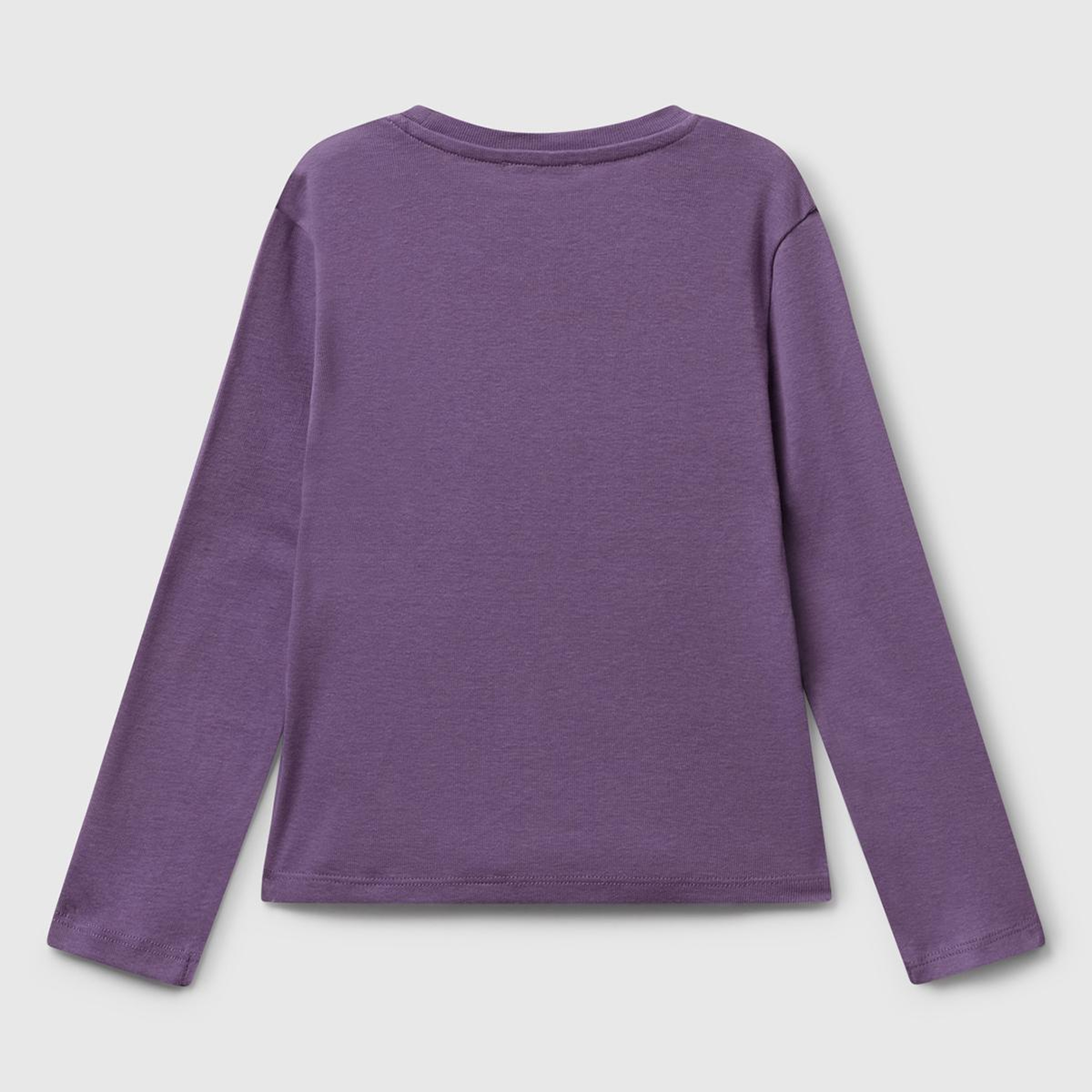 Kız Çocuk Mor Önü Parıltılı Logo Baskılı Slim Fit Uzun Kollu T-shirt