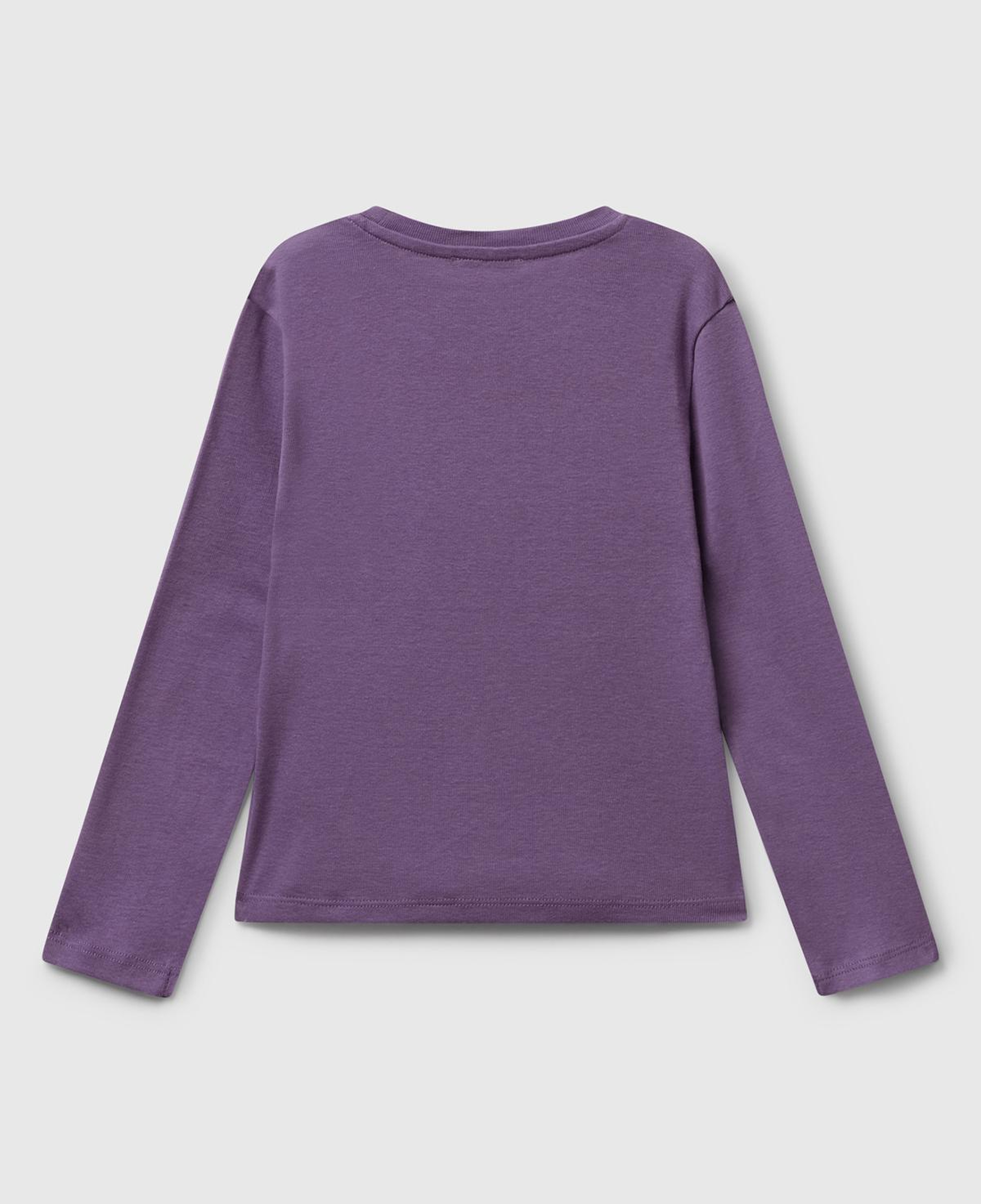 Kız Çocuk Mor Önü Parıltılı Logo Baskılı Slim Fit Uzun Kollu T-shirt