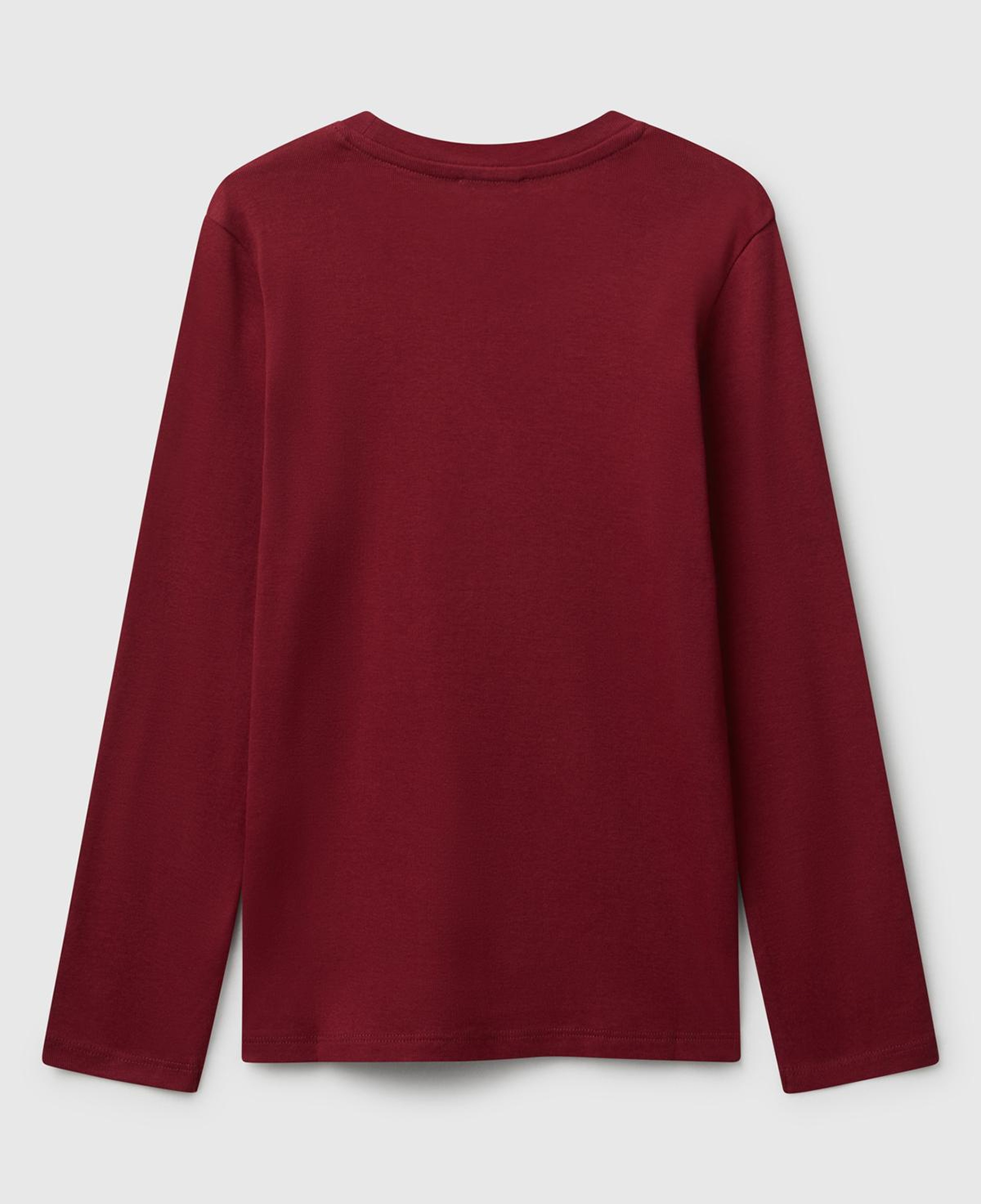 Kız Çocuk Bordo Parıltılı Logo Baskılı Regular Fit Uzun Kollu T-shirt