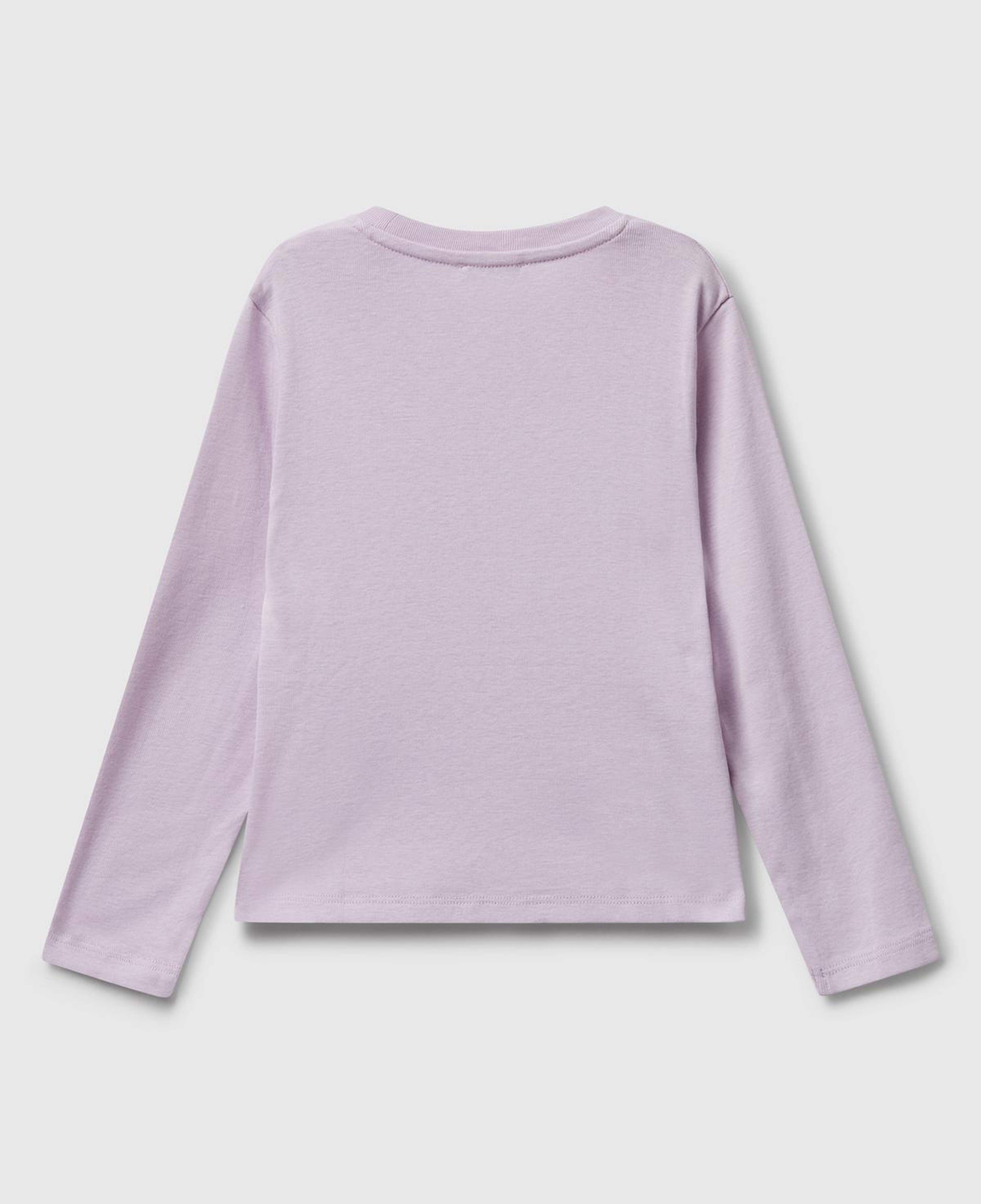 Kız Çocuk Lila Önü Parıltılı Logo Baskılı Slim Fit Uzun Kollu T-shirt