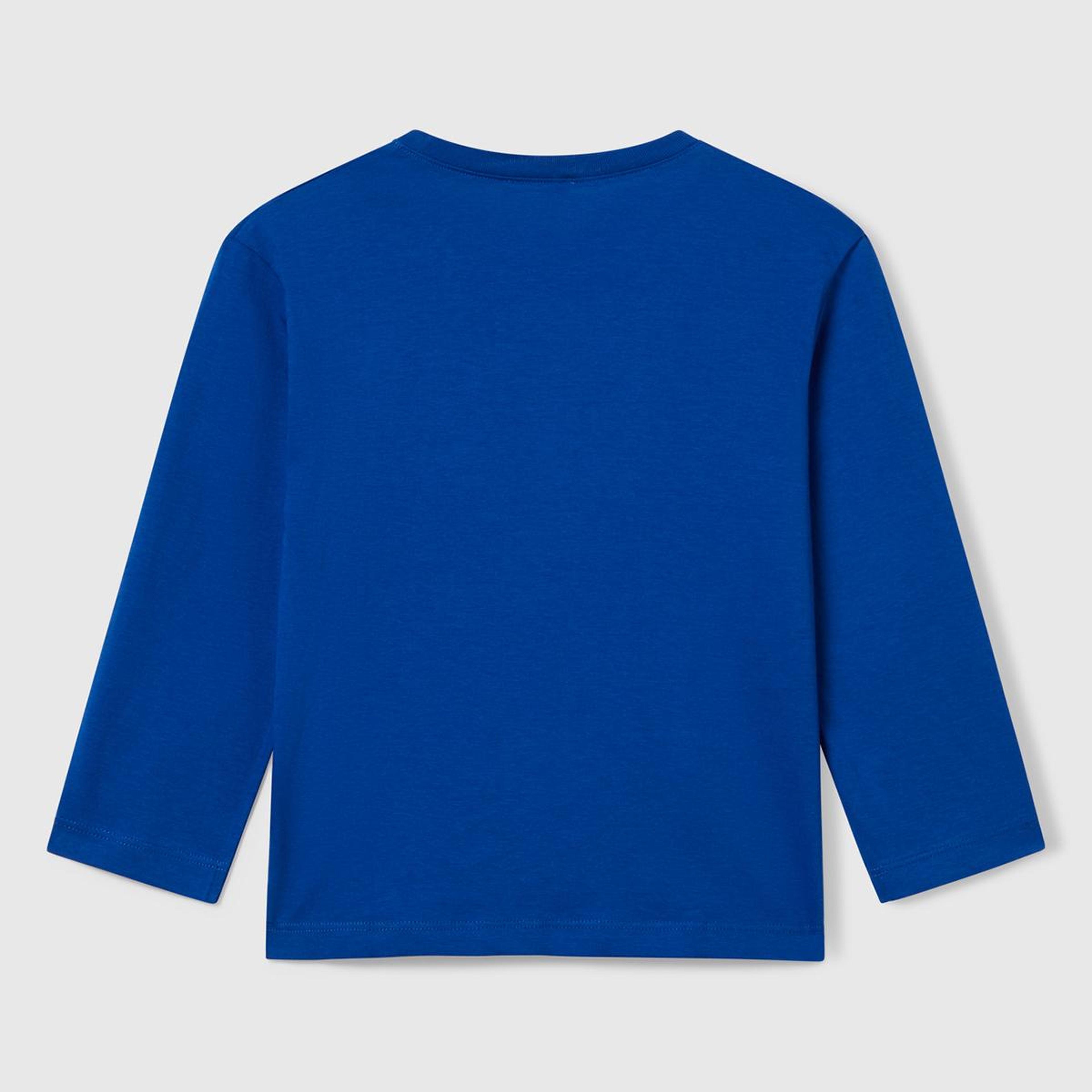 Erkek Çocuk Saks Mavisi Çok Renkli Logo Baskılı Bisiklet Yaka Uzun Kollu T-Shirt