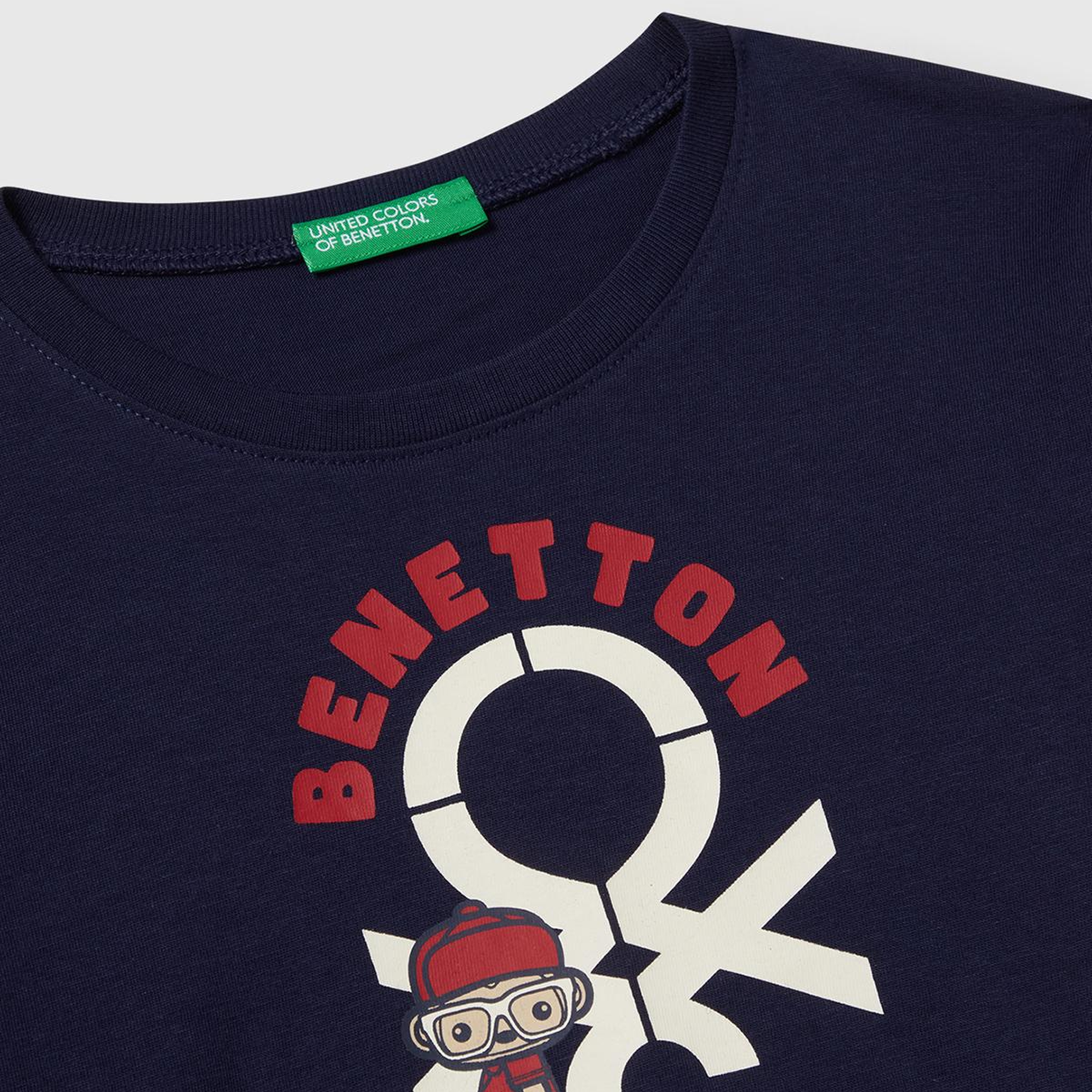 Erkek Çocuk Lacivert Çok Renkli Logo Baskılı Bisiklet Yaka Uzun Kollu T-Shirt