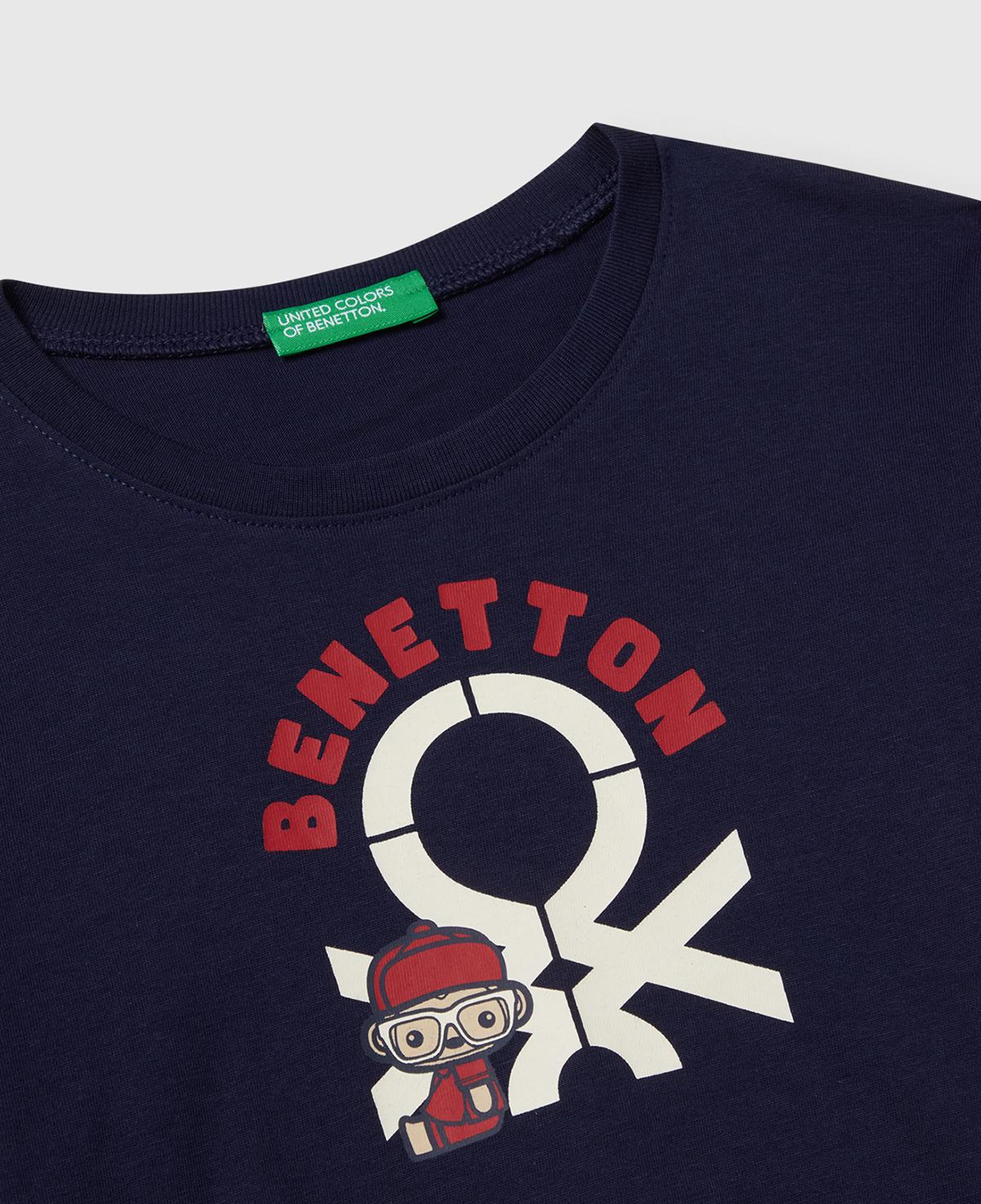 Erkek Çocuk Lacivert Çok Renkli Logo Baskılı Bisiklet Yaka Uzun Kollu T-Shirt