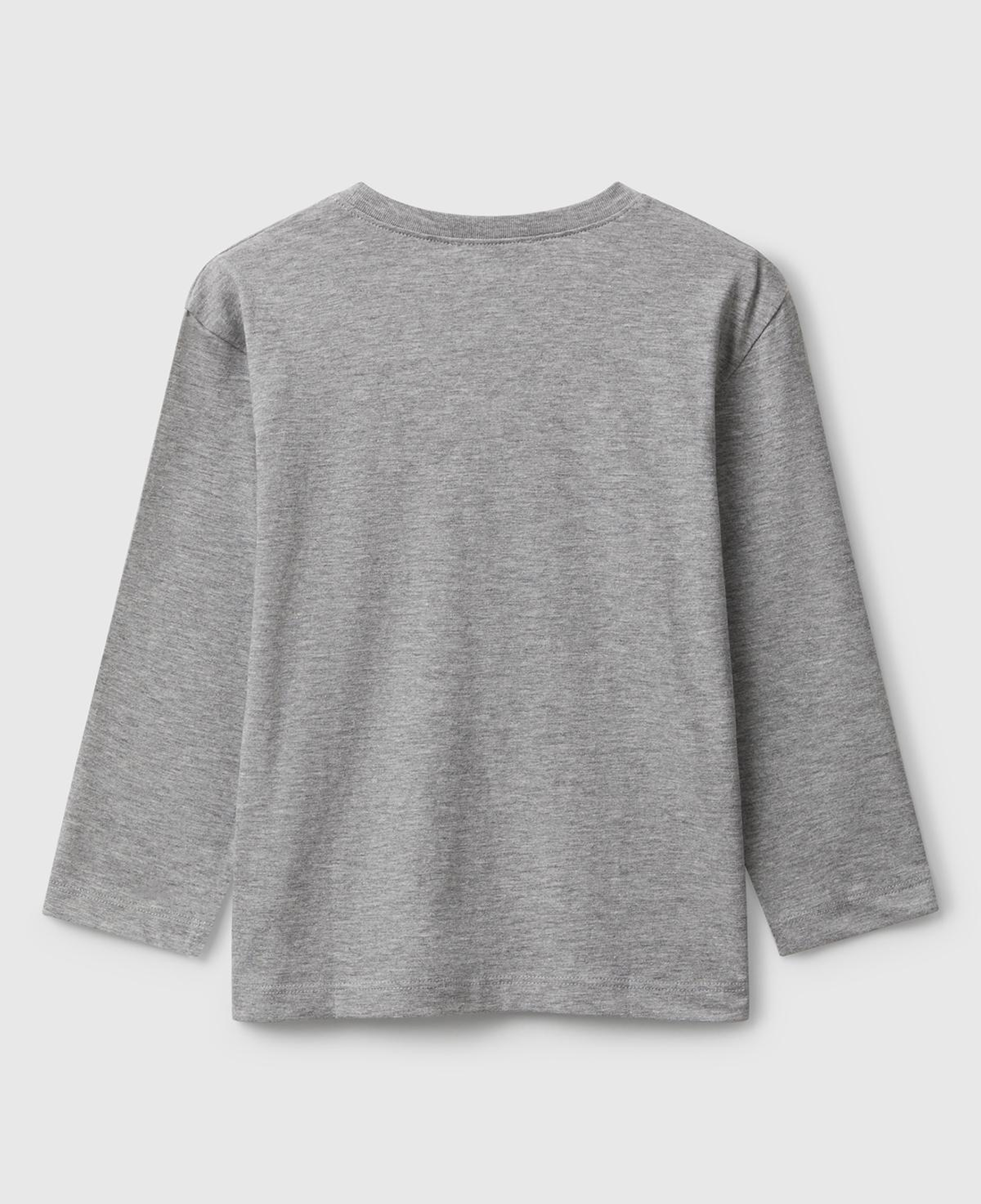 Erkek Çocuk Gri Melanj Organik Pamuklu Önü Logo Baskılı Uzun Kollu T-shirt