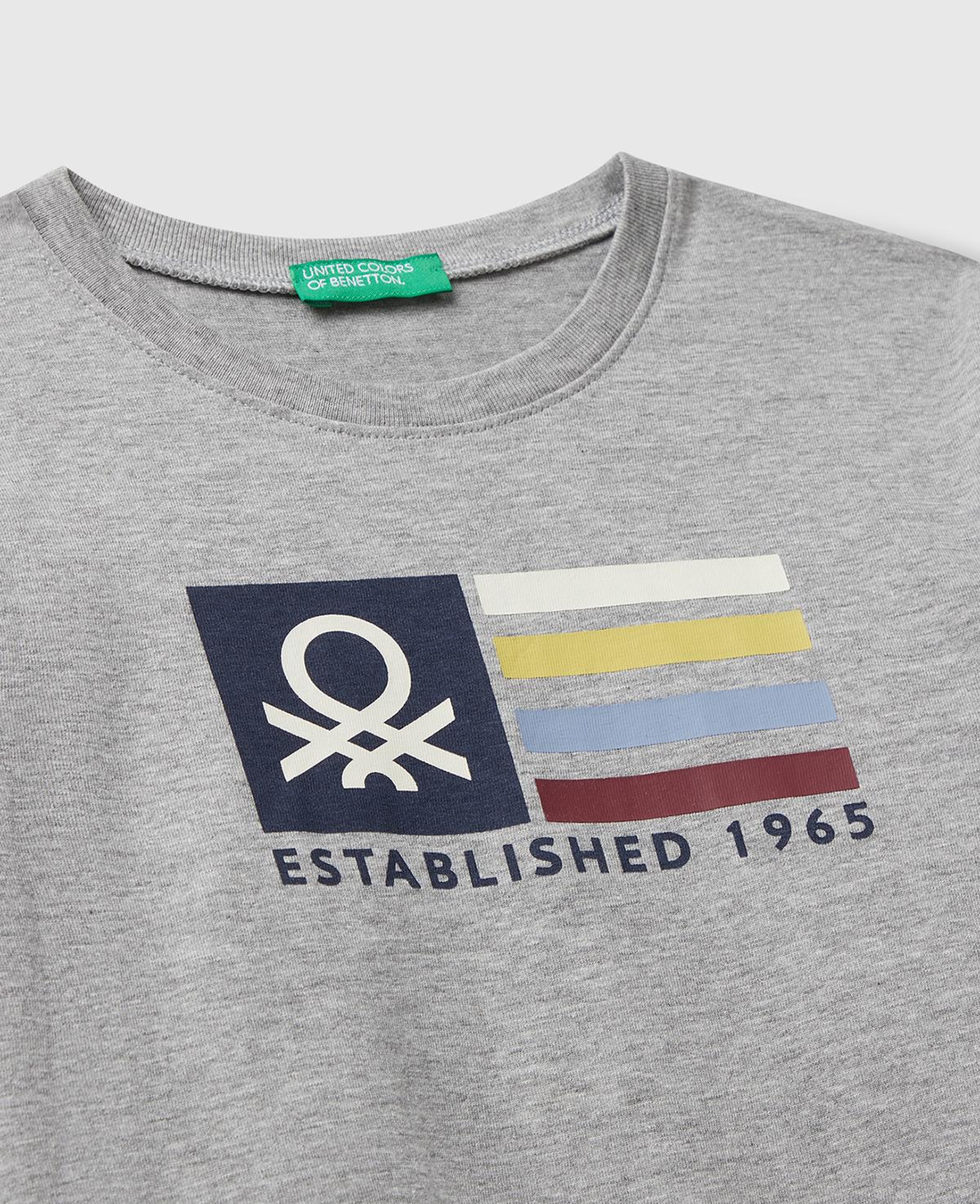 Erkek Çocuk Gri Melanj Organik Pamuklu Önü Logo Baskılı Uzun Kollu T-shirt
