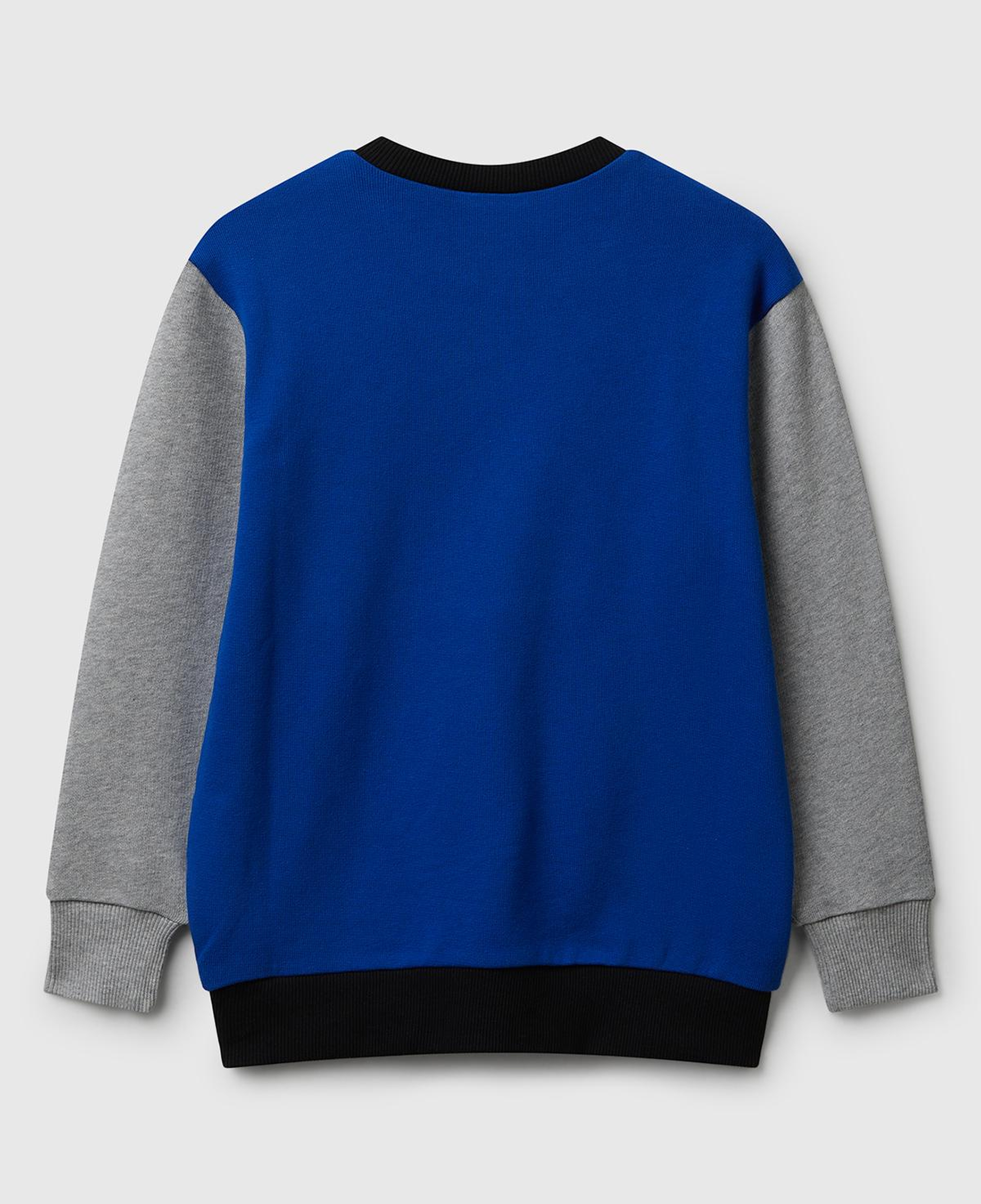 Erkek Çocuk Mavi-Gri Önü Logo Baskılı Bisiklet Yaka Regular Fit Sweatshirt