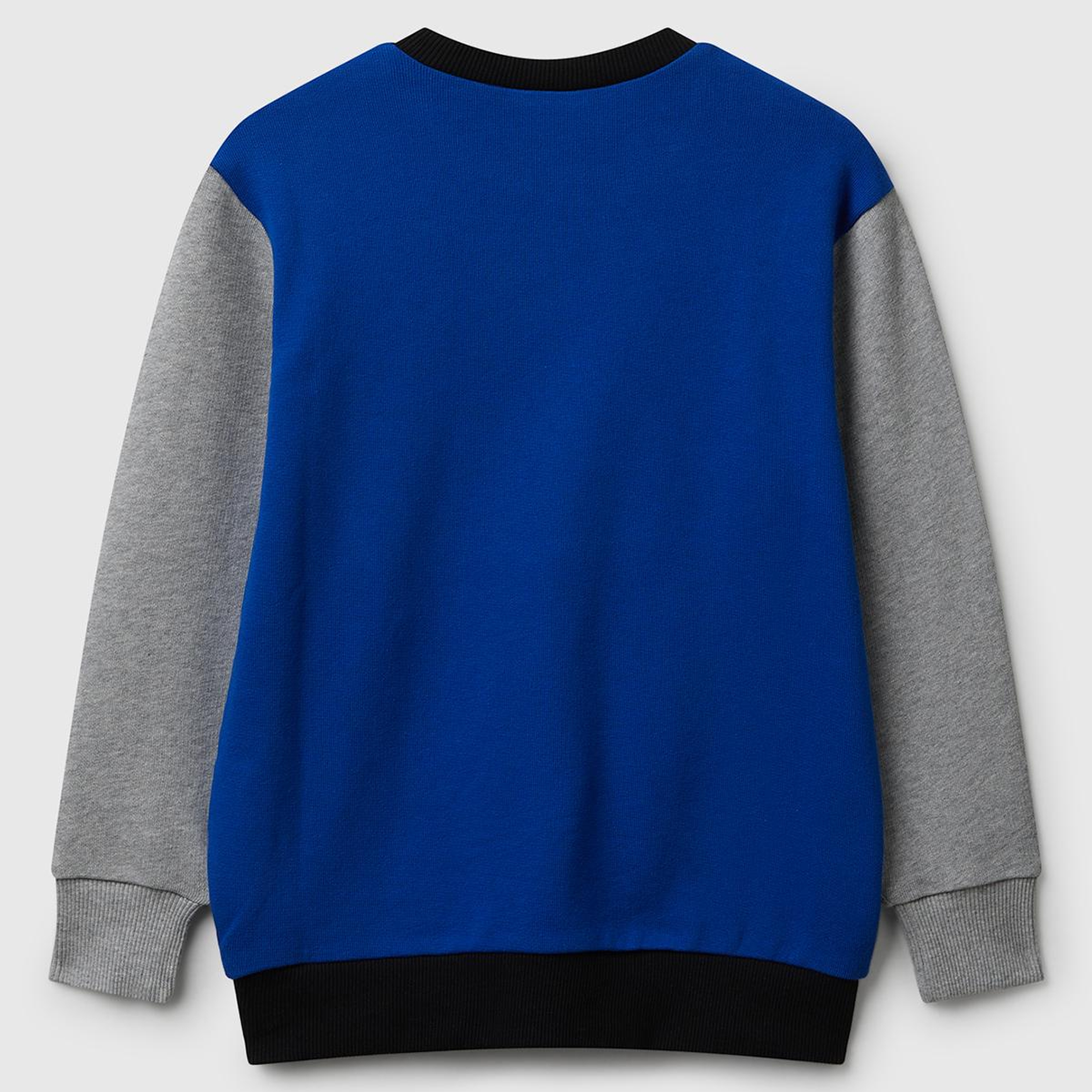 Erkek Çocuk Mavi-Gri Önü Logo Baskılı Bisiklet Yaka Regular Fit Sweatshirt