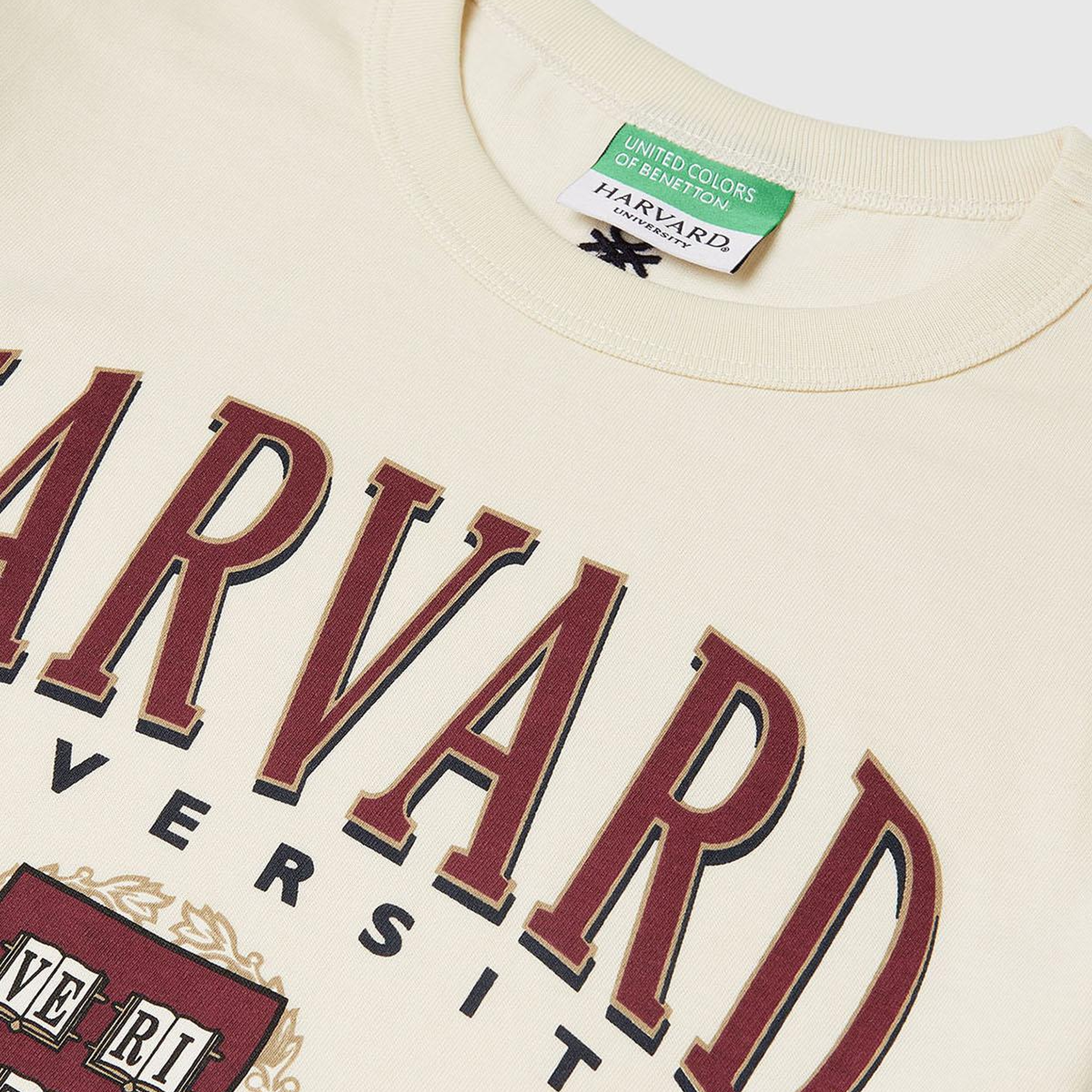 Erkek Çocuk Krem Önü Harvard Baskılı Arkası Logo İşlemeli Uzun Kollu T-shirt