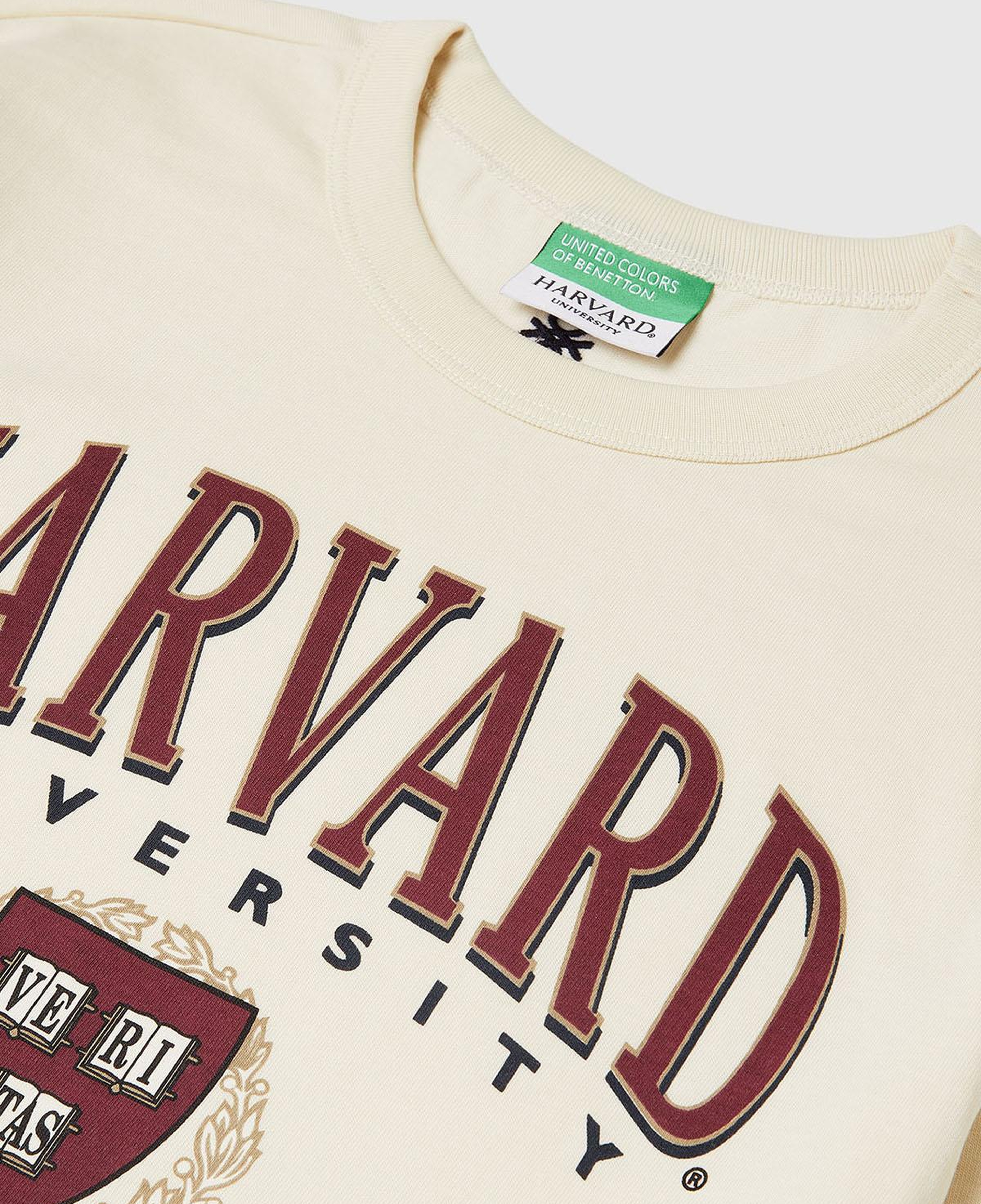 Erkek Çocuk Krem Önü Harvard Baskılı Arkası Logo İşlemeli Uzun Kollu T-shirt