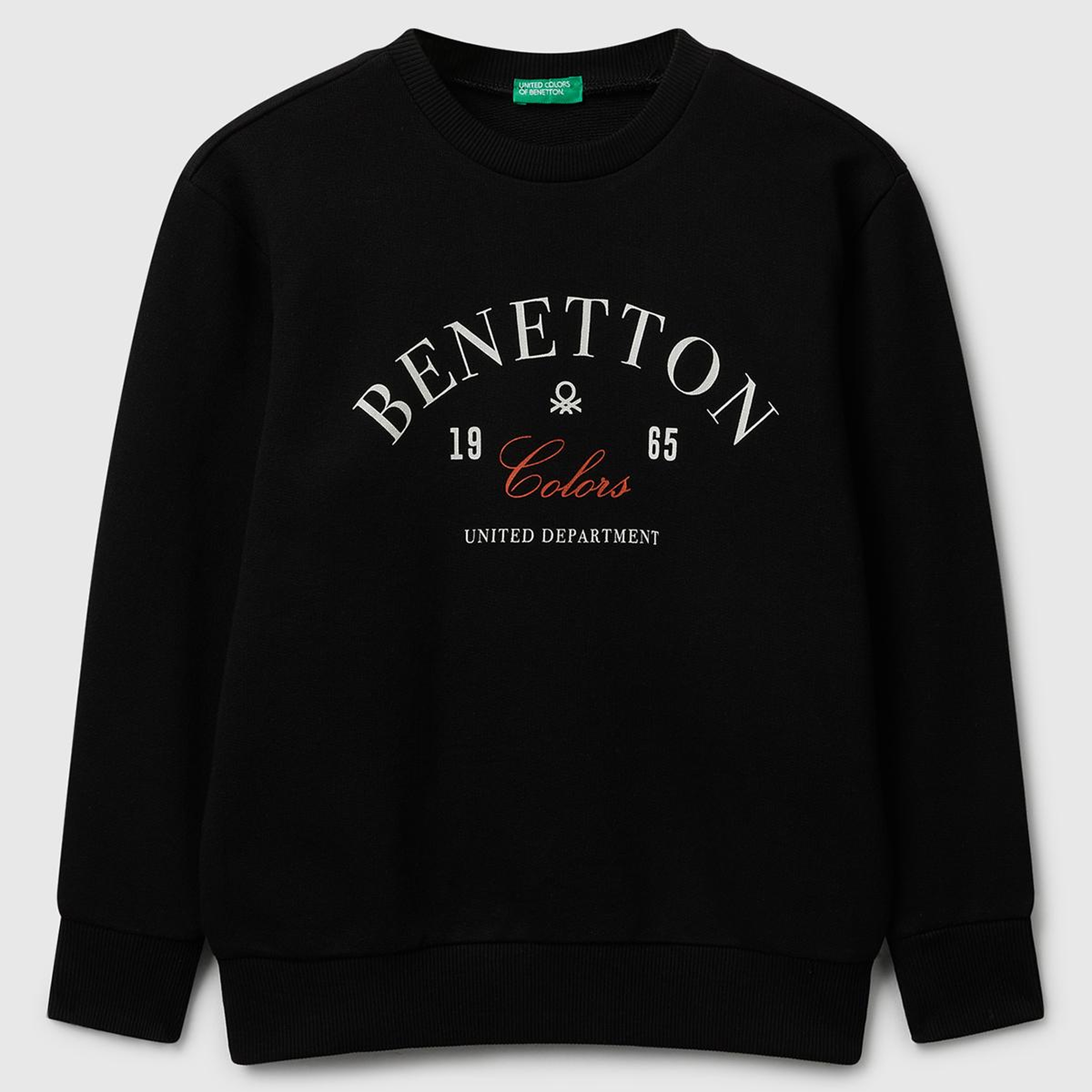 Erkek Çocuk Siyah Önü Logo Baskılı Bisiklet Yaka Regular Fit Sweatshirt