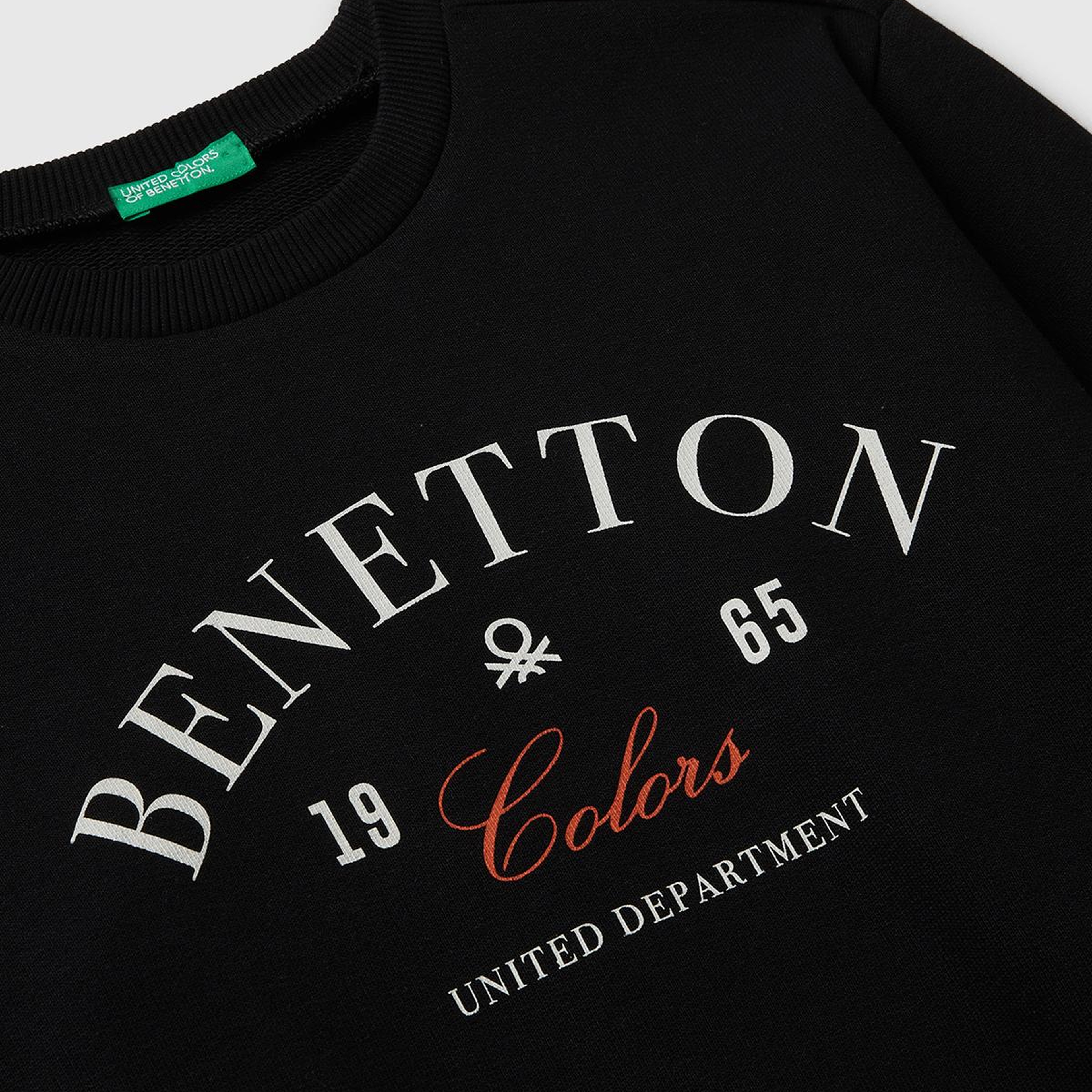 Erkek Çocuk Siyah Önü Logo Baskılı Bisiklet Yaka Regular Fit Sweatshirt