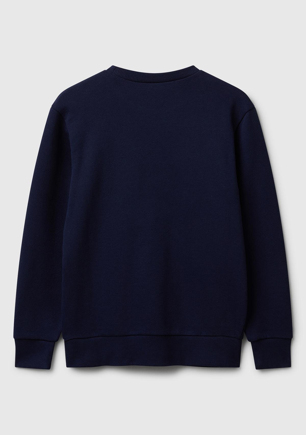 Erkek Çocuk Lacivert Önü Logo Baskılı Bisiklet Yaka Regular Fit Sweatshirt
