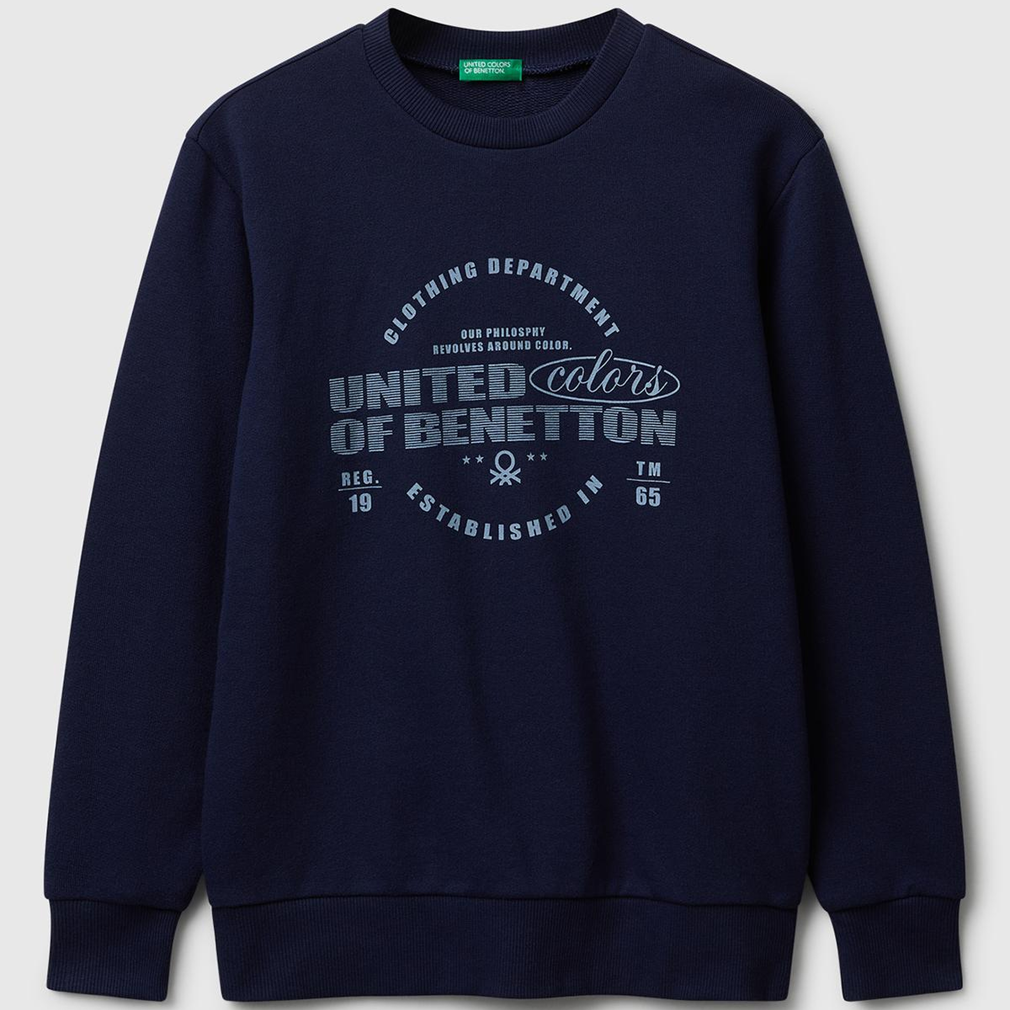 Erkek Çocuk Lacivert Önü Logo Baskılı Bisiklet Yaka Regular Fit Sweatshirt
