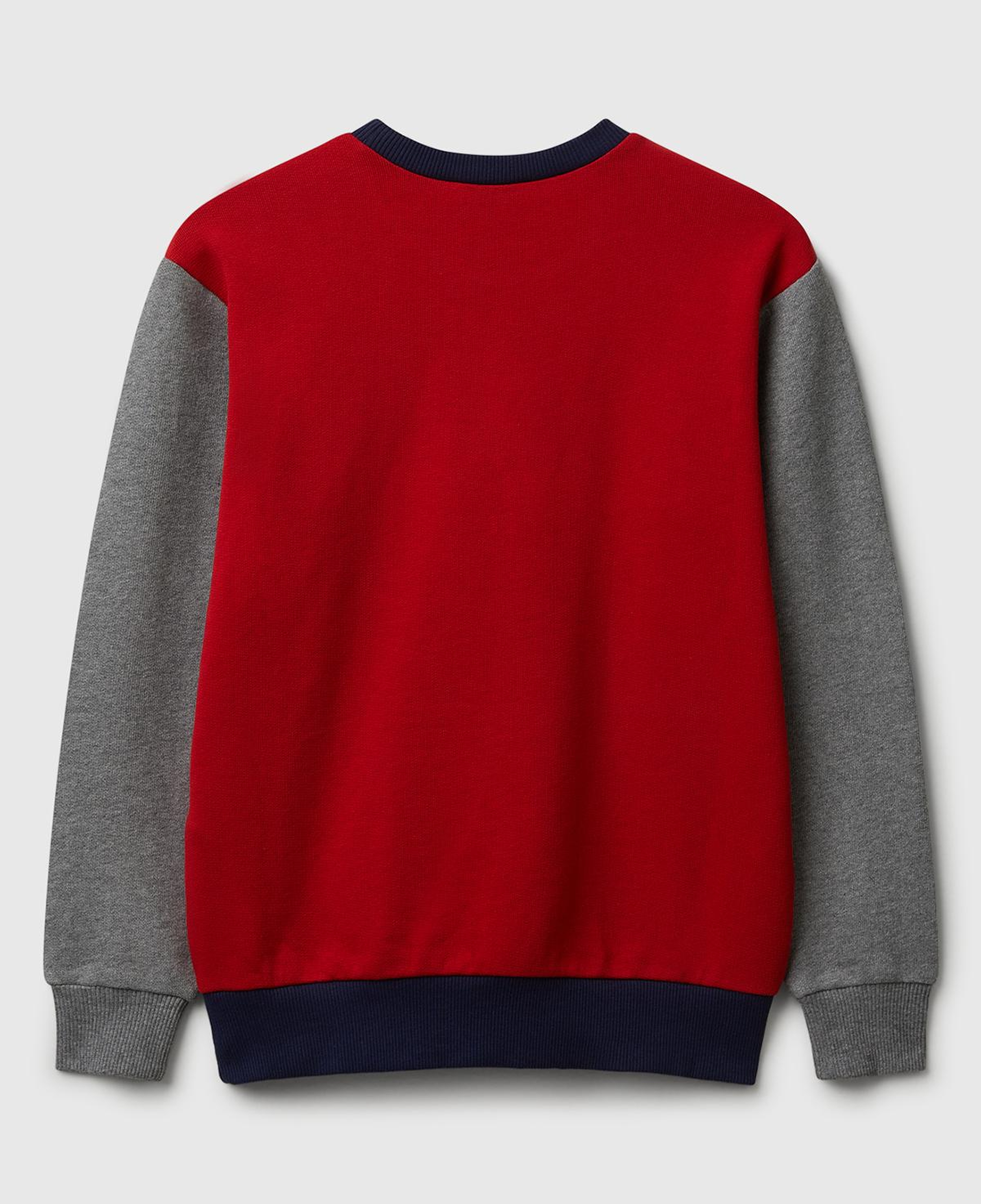 Erkek Çocuk Kırmızı-Gri Önü Logo Baskılı Bisiklet Yaka Regular Fit Sweatshirt