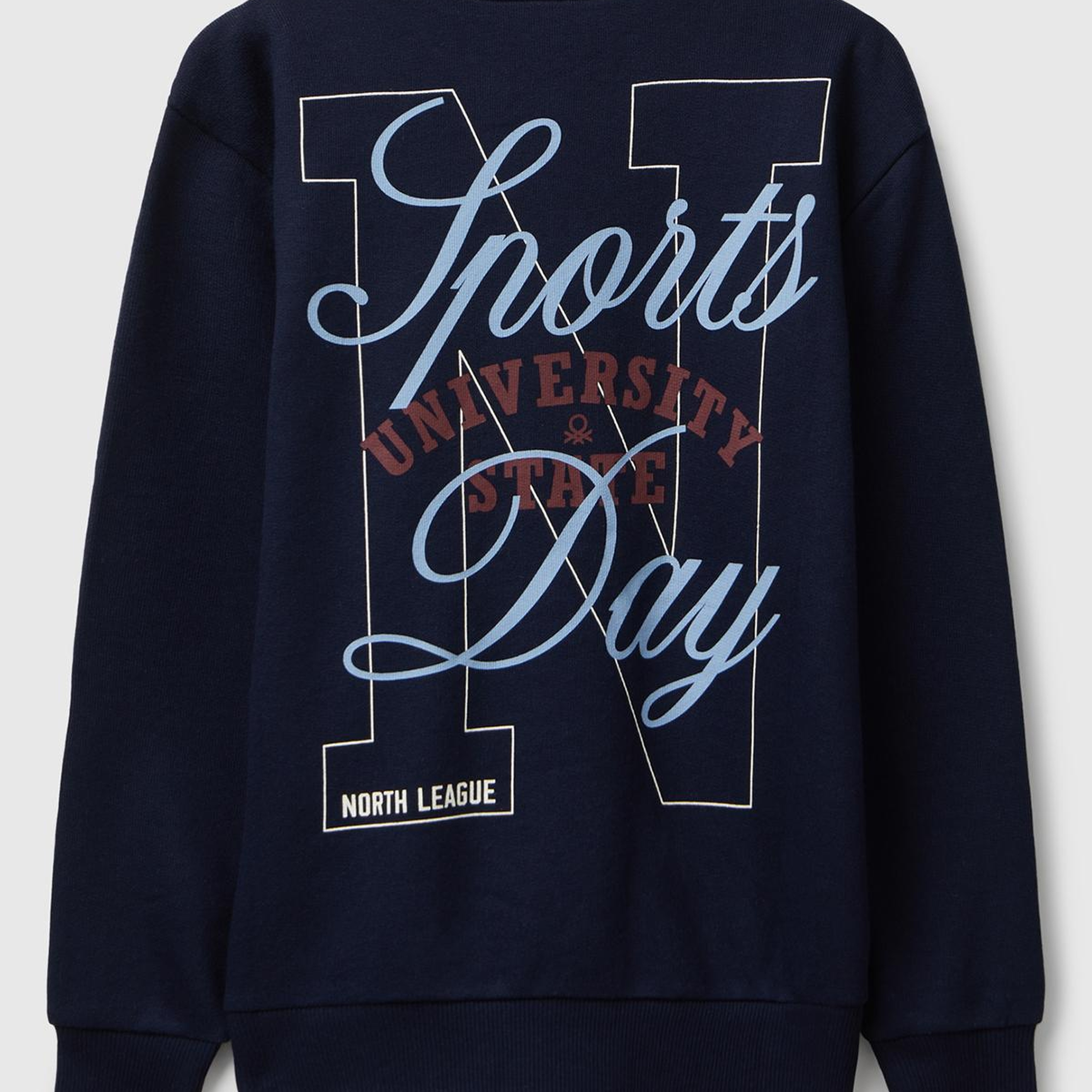 Erkek Çocuk Lacivert Baskı Detaylı Bisiklet Yaka Relaxed Fit Sweatshirt