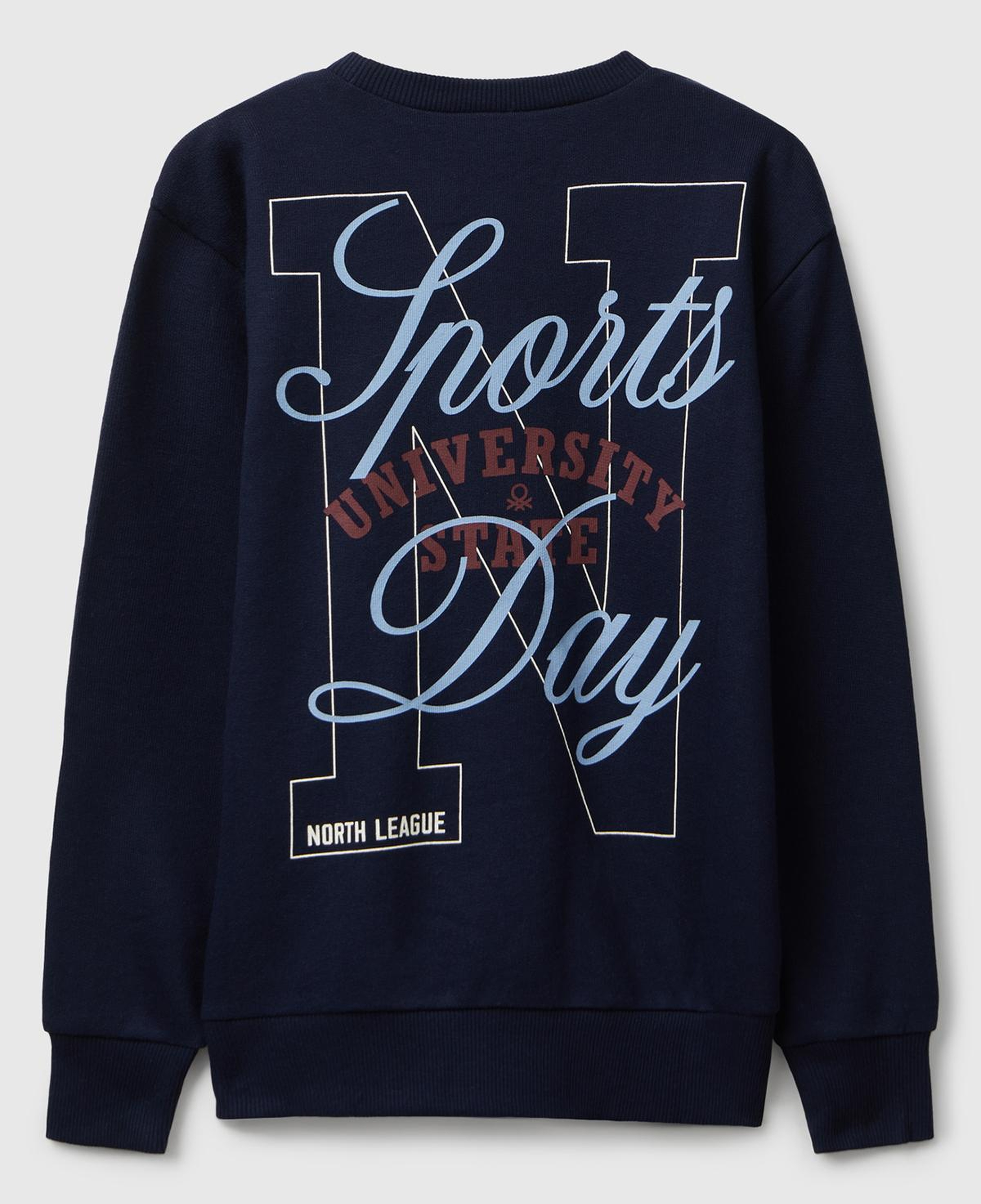Erkek Çocuk Lacivert Baskı Detaylı Bisiklet Yaka Relaxed Fit Sweatshirt