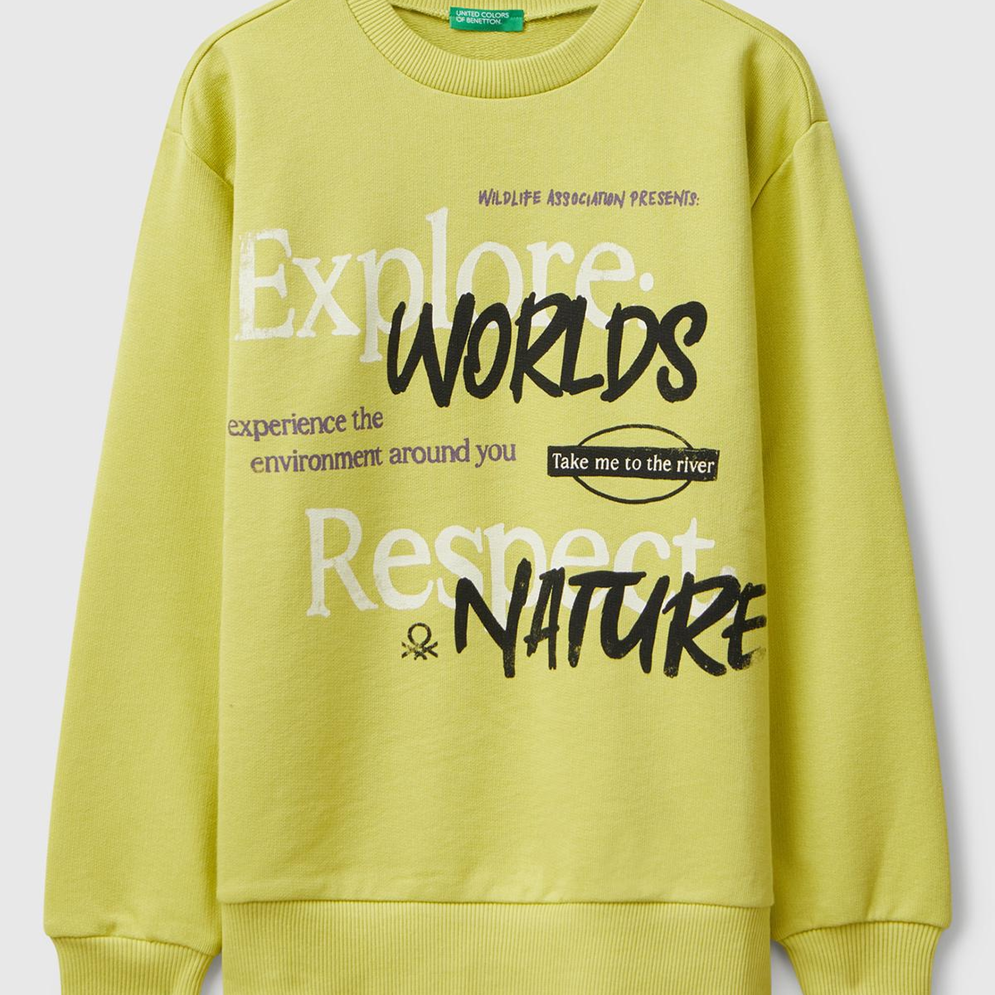 Erkek Çocuk Hardal Baskı Detaylı Bisiklet Yaka Relaxed Fit Sweatshirt