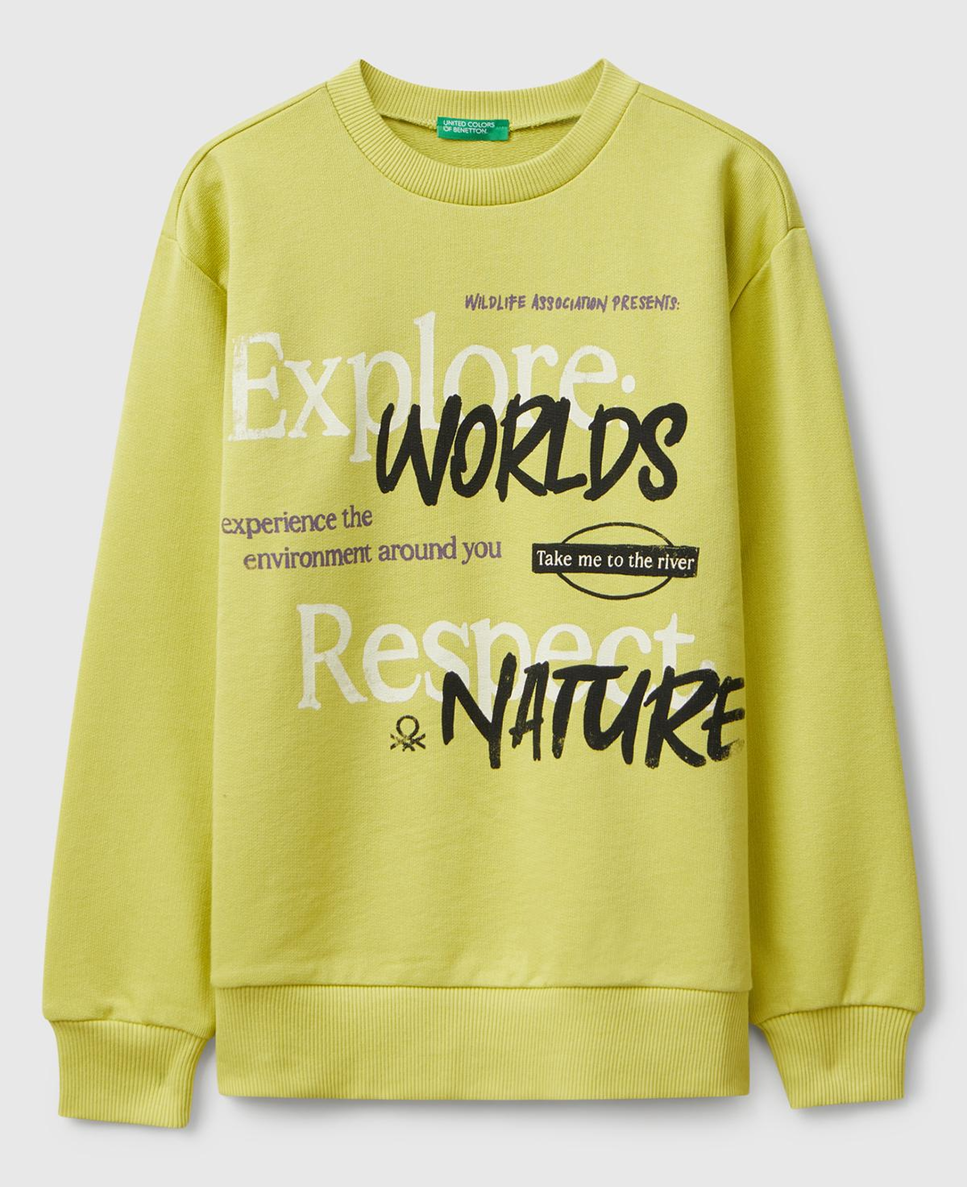Erkek Çocuk Hardal Baskı Detaylı Bisiklet Yaka Relaxed Fit Sweatshirt