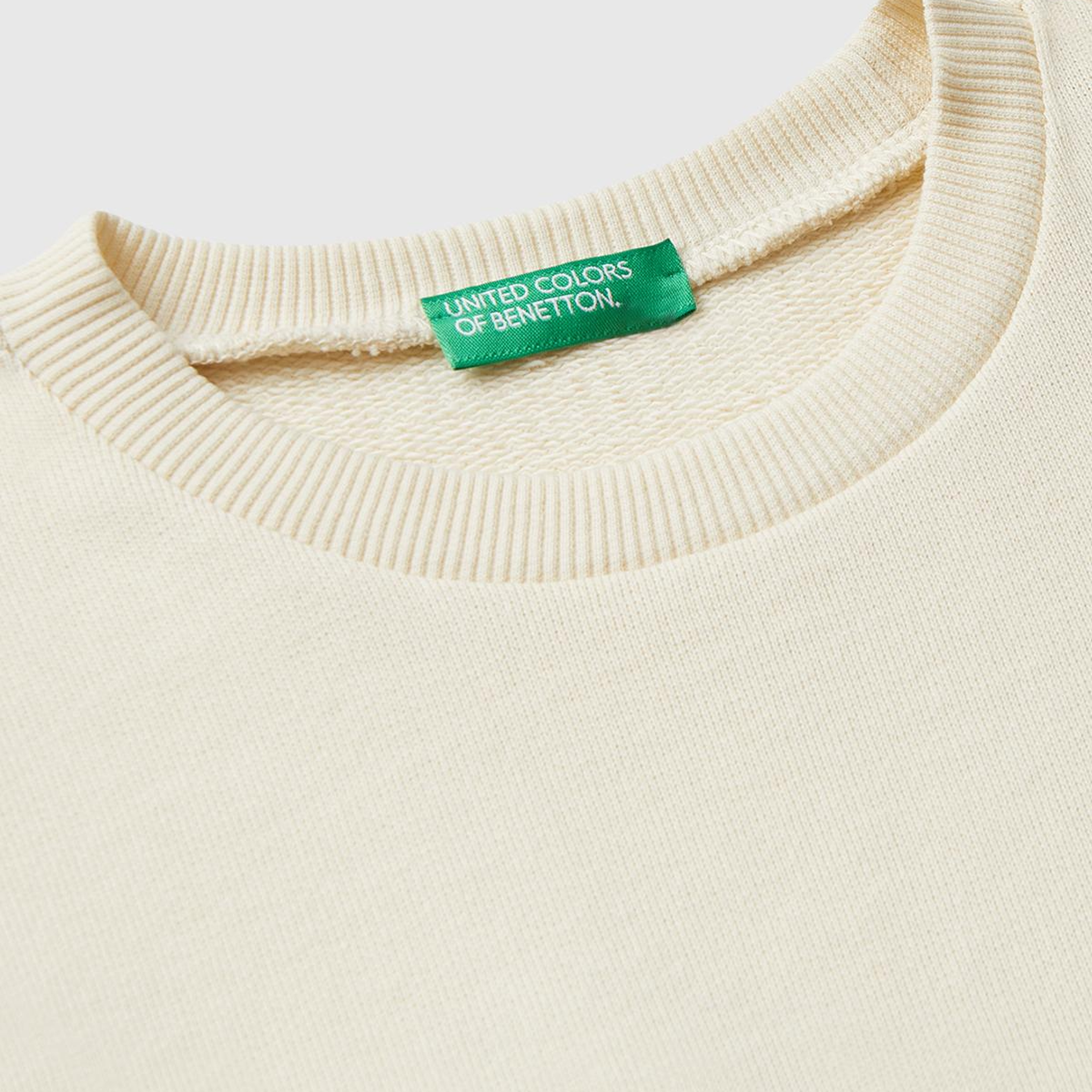 Erkek Çocuk Krem Baskı Detaylı Bisiklet Yaka Relaxed Fit Sweatshirt
