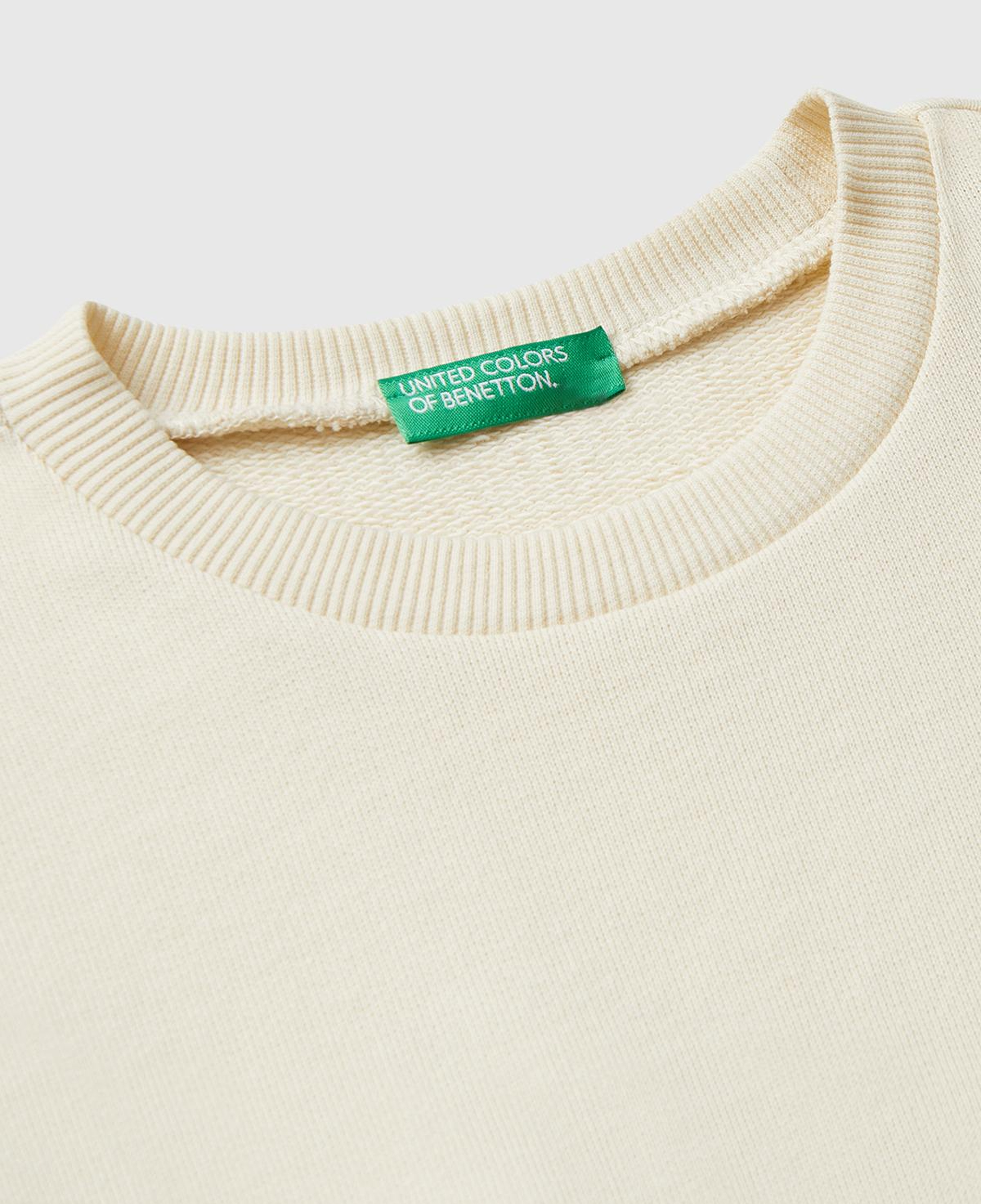 Erkek Çocuk Krem Baskı Detaylı Bisiklet Yaka Relaxed Fit Sweatshirt