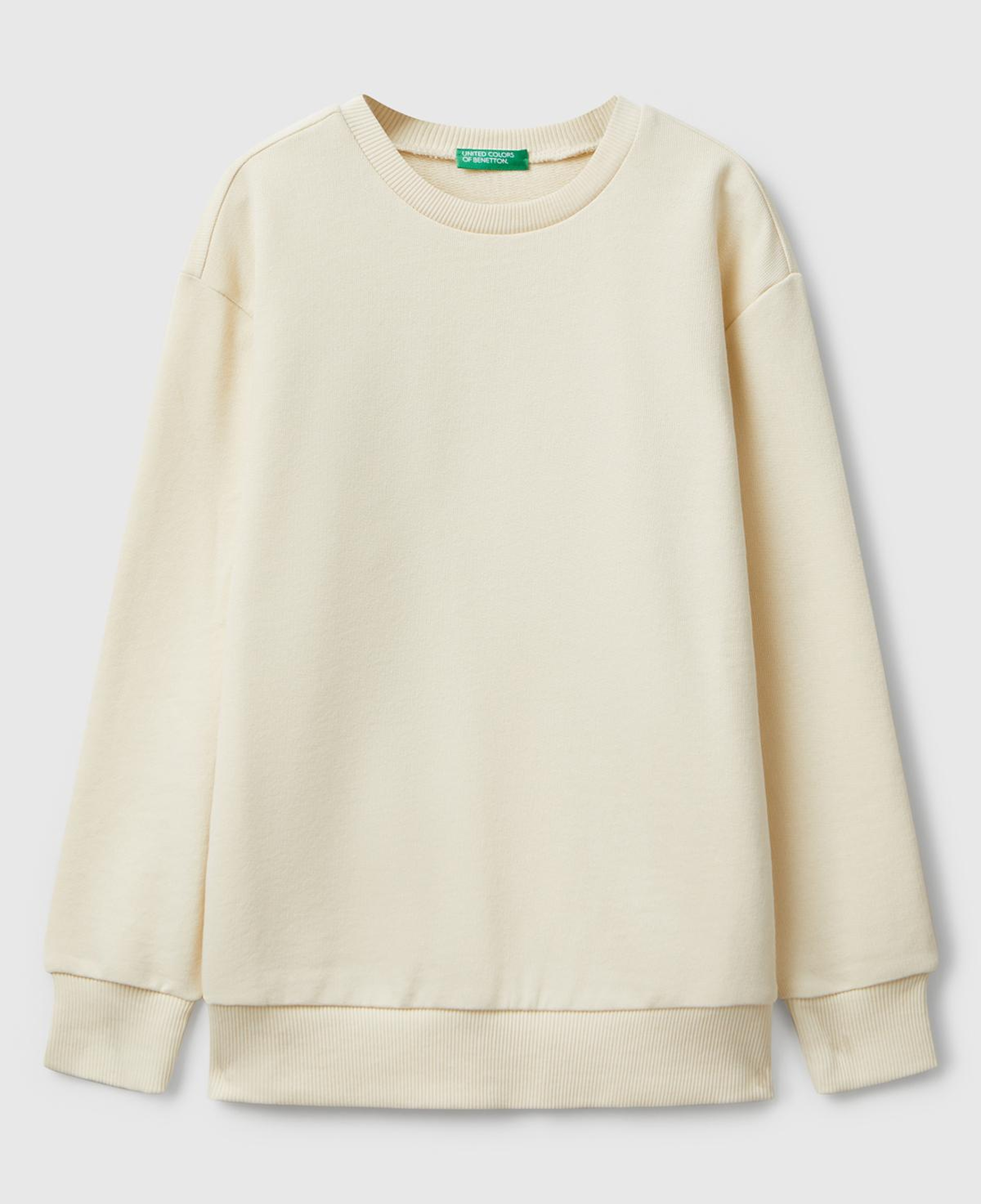 Erkek Çocuk Krem Baskı Detaylı Bisiklet Yaka Relaxed Fit Sweatshirt