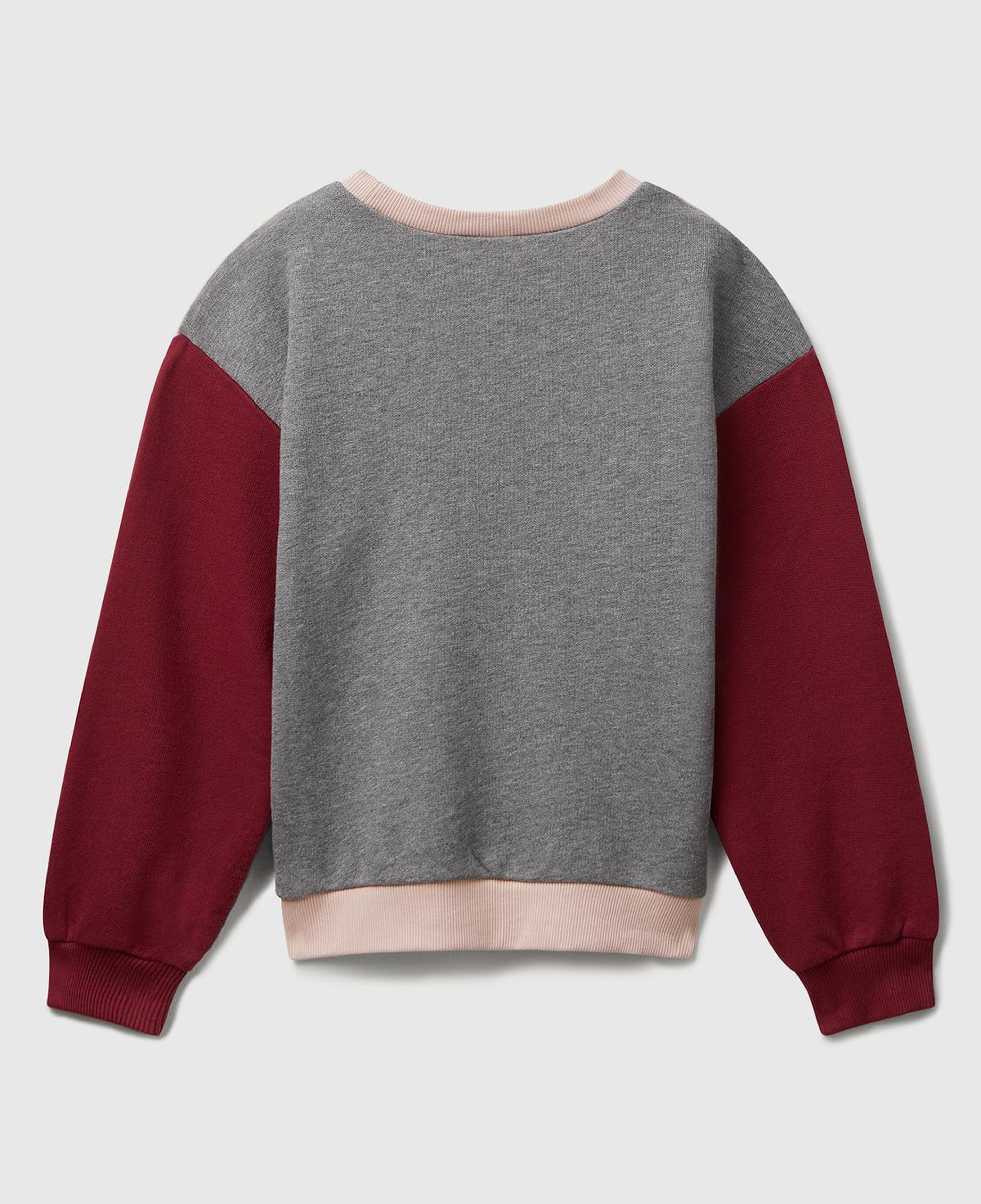 Kız Çocuk Siyah-Gri Mix Parıltılı Logo Baskılı Ribanalı Bisiklet Yaka Sweatshirt