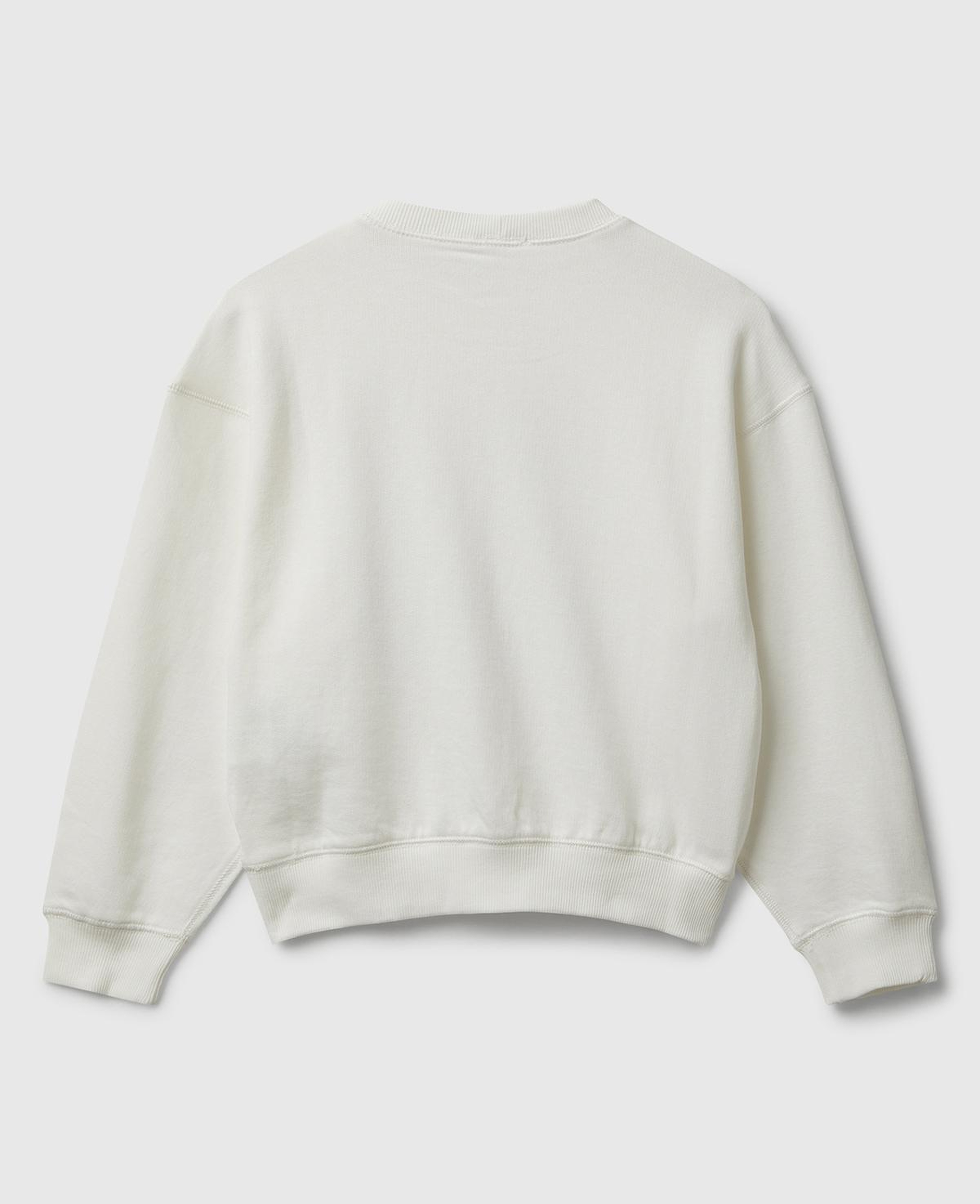 Kız Çocuk Ekru Önü Payetli Baskılı Ribanalı Relaxed Fit Sweatshirt
