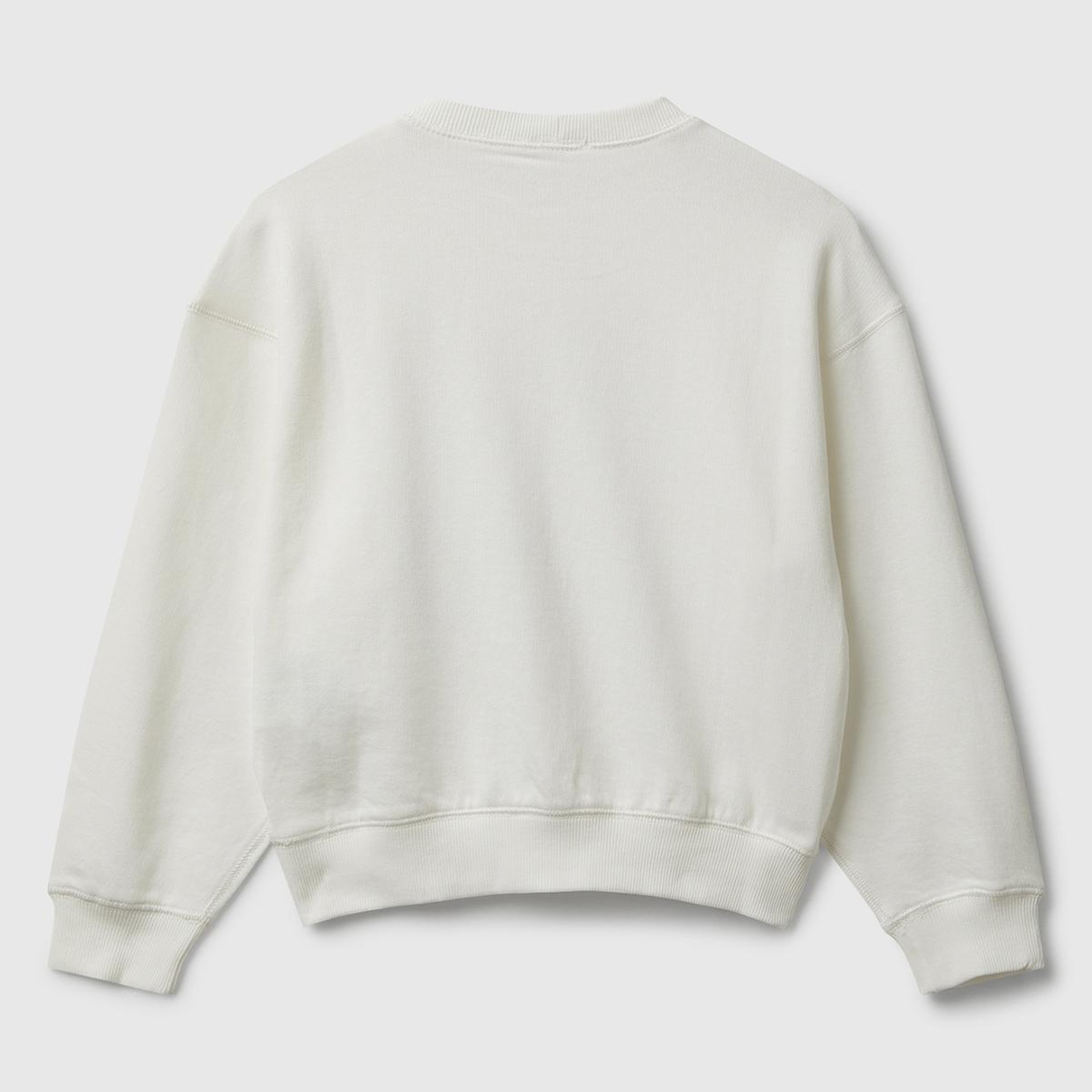 Kız Çocuk Ekru Önü Payetli Baskılı Ribanalı Relaxed Fit Sweatshirt