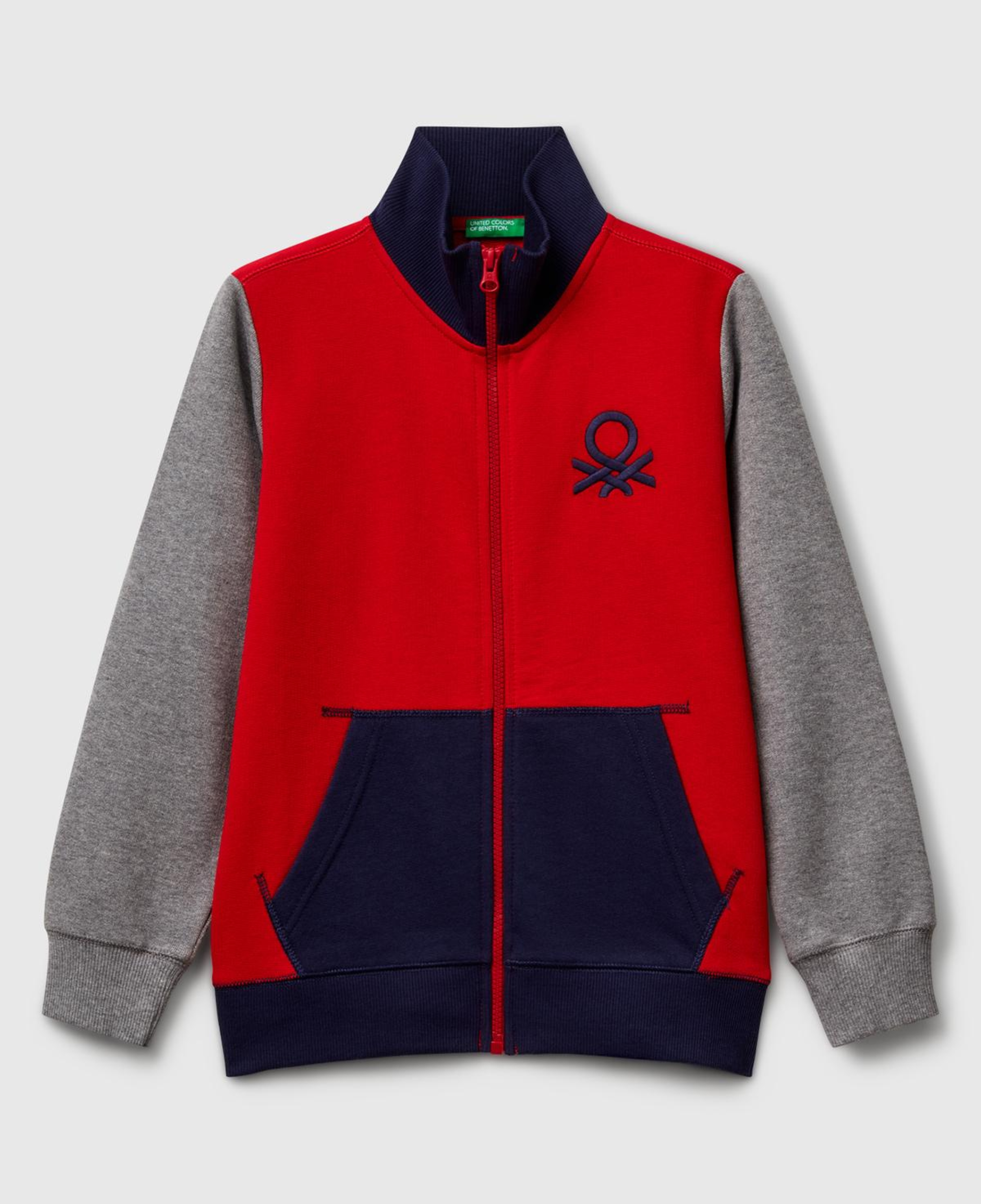 Erkek Çocuk Kırmızı-Gri Logolu Sweatshirt