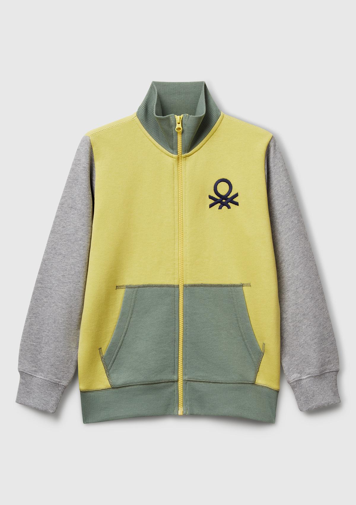 Erkek Çocuk Sarı-Gri Logolu Sweatshirt