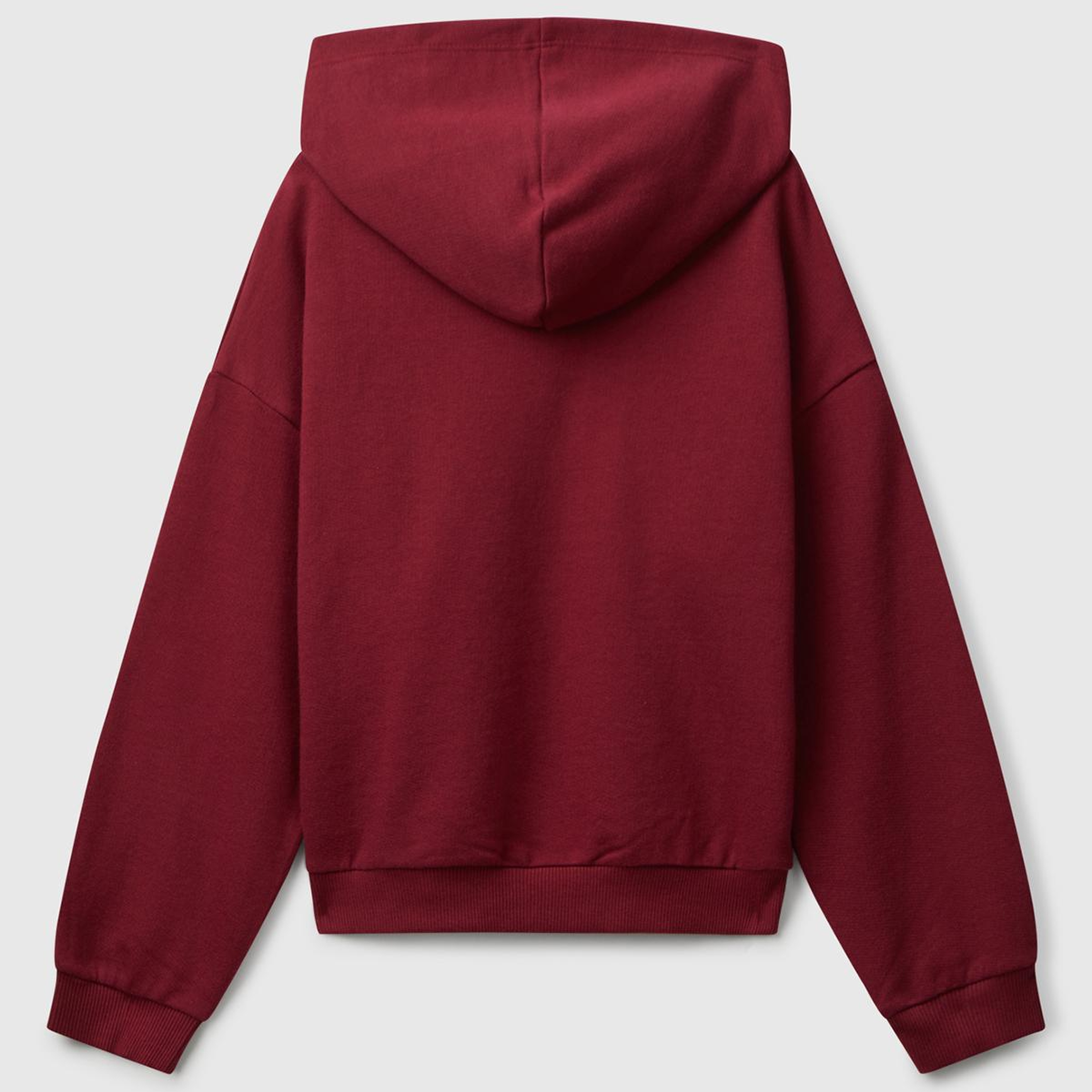 Kız Çocuk Bordo Önü Logo Baskılı Ribanalı Kapüşonlu Sweatshirt