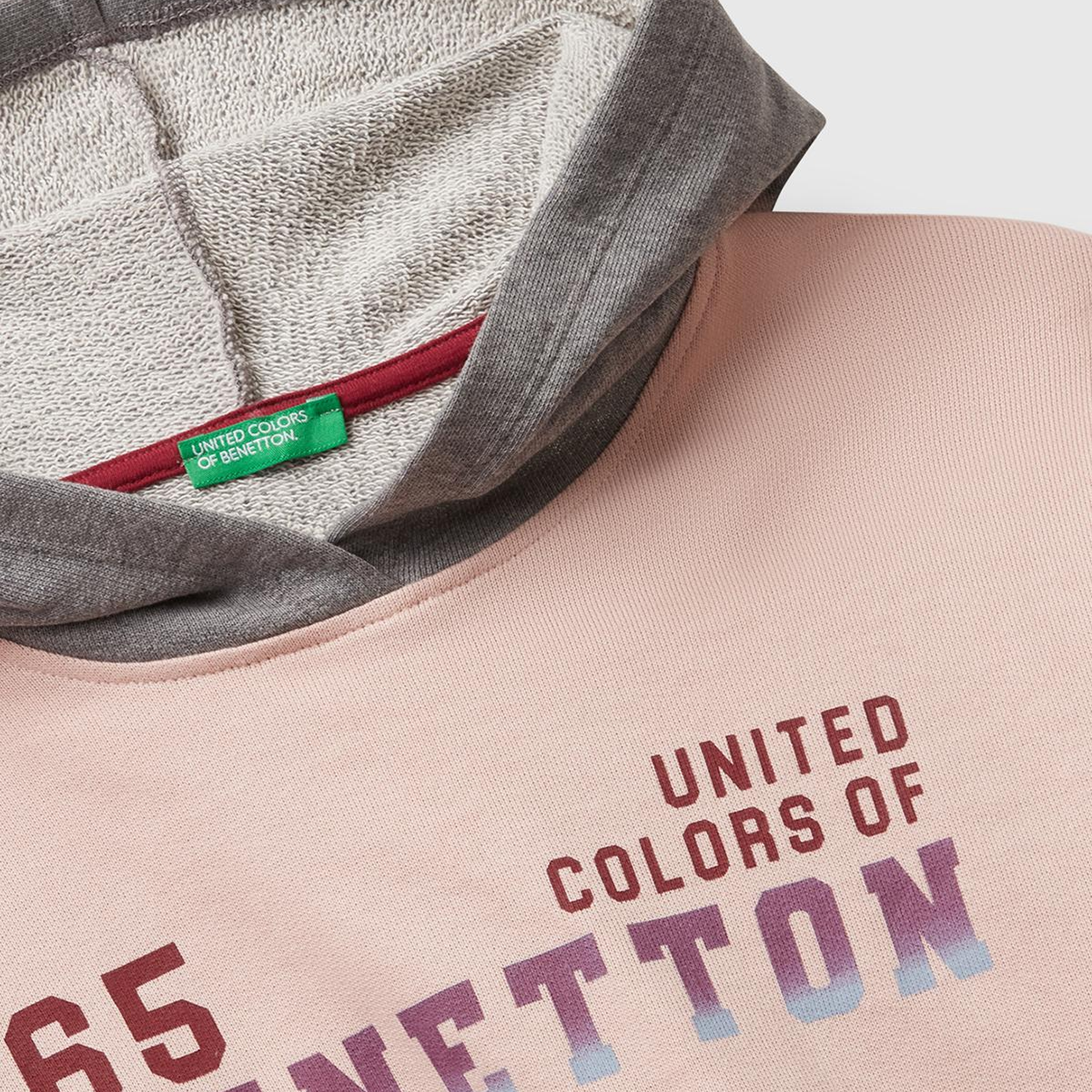 Kız Çocuk Siyah-Gri Mix Önü Logo Baskılı Ribanalı Kapüşonlu Sweatshirt